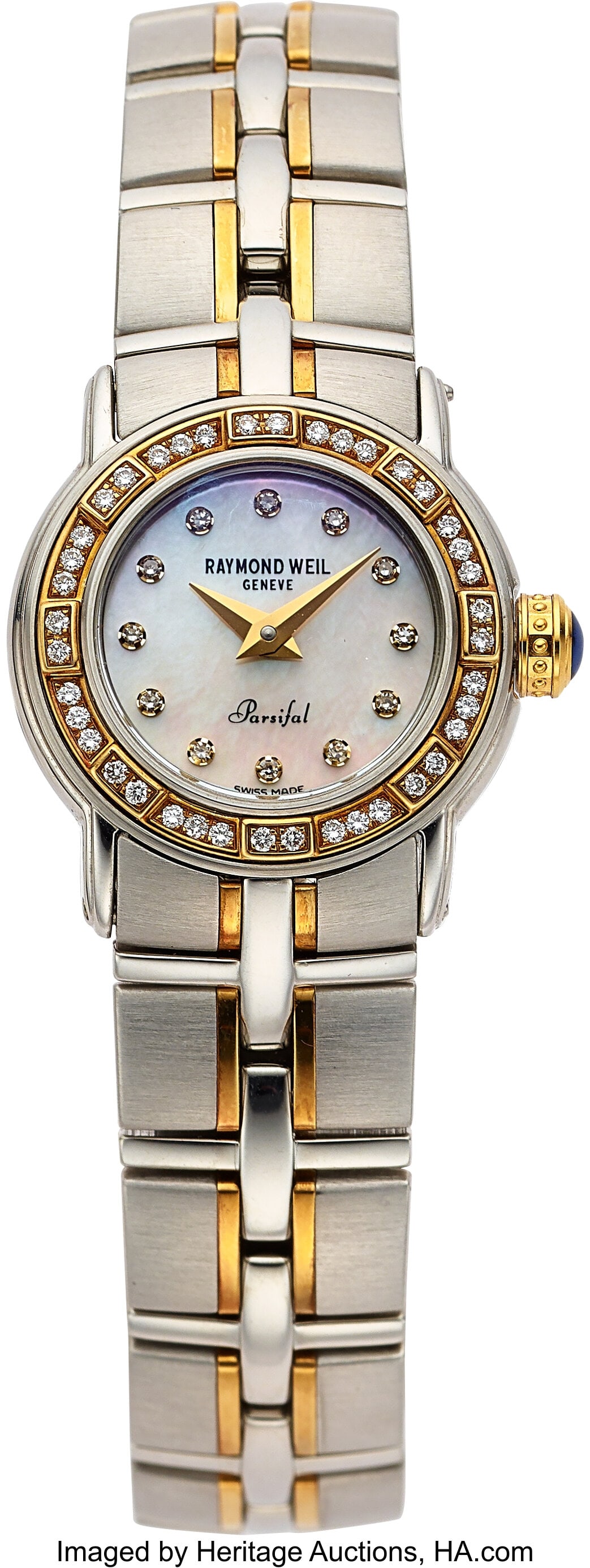 Raymond Weil Parsifal, Two Tone, Steel and 18k Y: Raymond Weil Parsifal, Two Tone, Steel and 18k Yellow Gold, Diamond Set Bezel, Ref. 9640 Case: 22 mm, stainless steel and 18k yellow gold, three