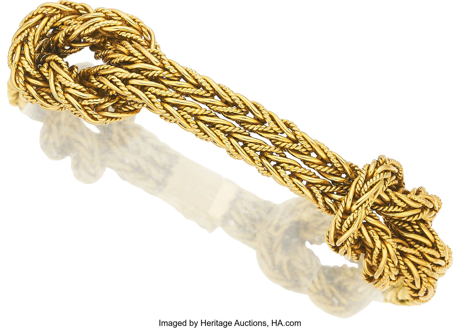 Buccellati Gold Bracelet Metal: 18k gold Marked: Buccellati Gold Bracelet Metal: 18k gold Marked: Buccellati Weight: 69.10 grams Dimensions: 7-1/4 inches x 5/8 inch HID03101062020 © 2026 Heritage Auctions