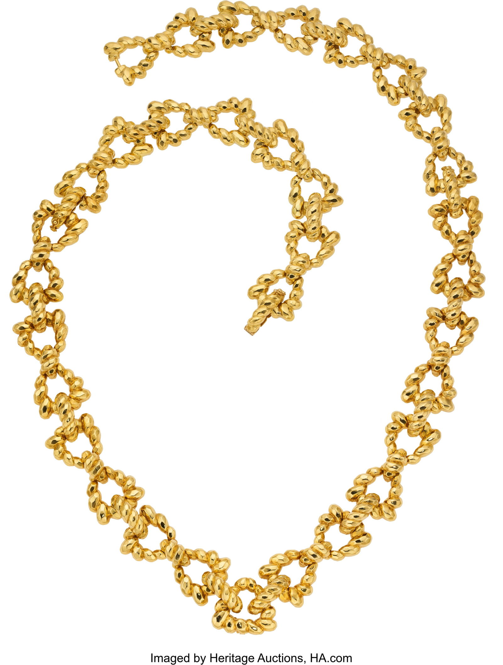 Robert Wander Gold Convertible Necklace Metal: Robert Wander Gold Convertible Necklace Metal: 18k gold Marked: for Robert Wander Weight: 199.40 grams Necklace Dimensions: 30 inches x 11/16 inch (fully combin