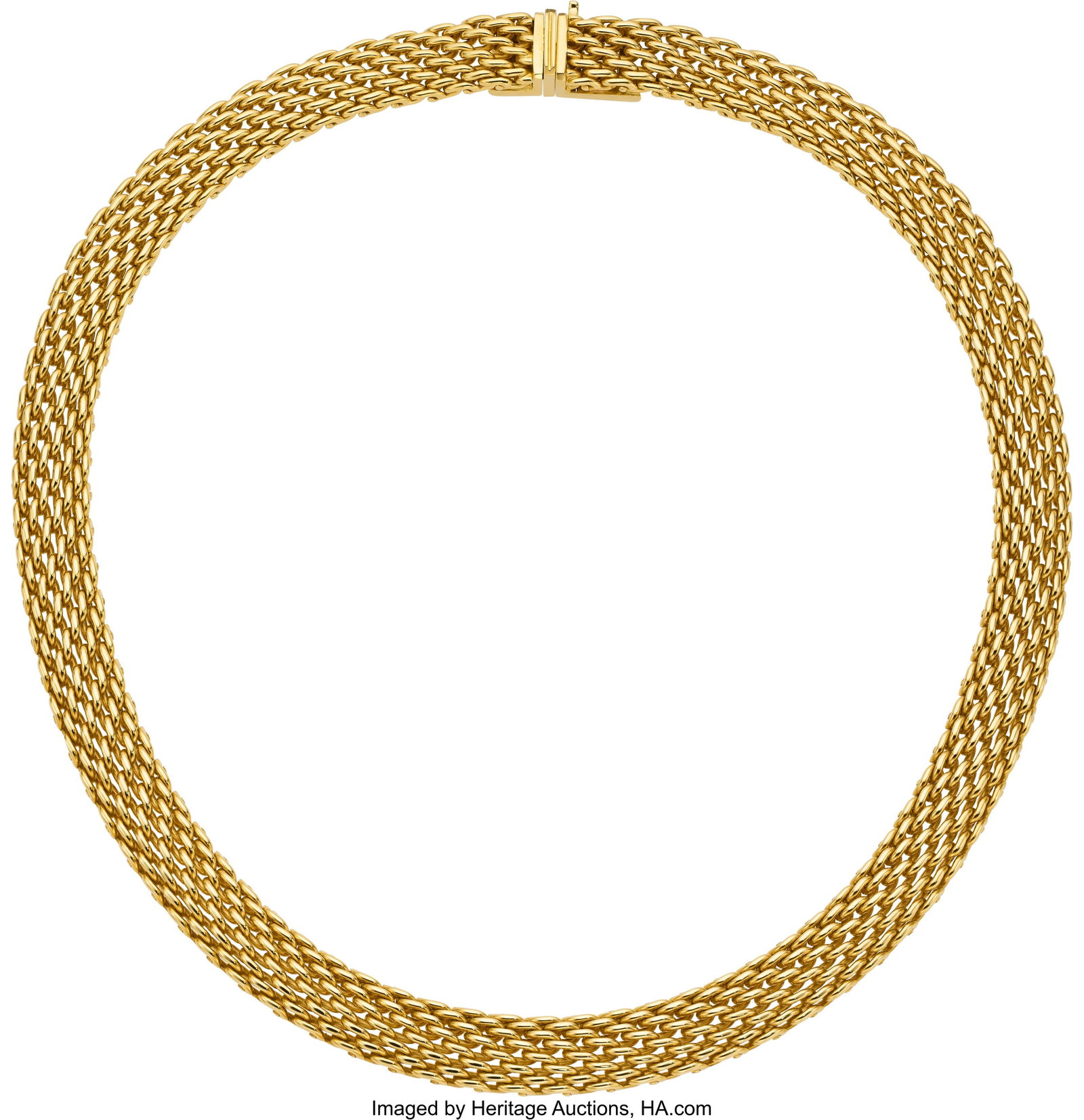 Tiffany & Co. Gold Necklace Metal: 18k gold Mar: Tiffany & Co. Gold Necklace Metal: 18k gold Marked: Tiffany & Co. Weight: 87.40 grams Dimensions: 15 inches x 3/8 inch HID03101062020 © 20