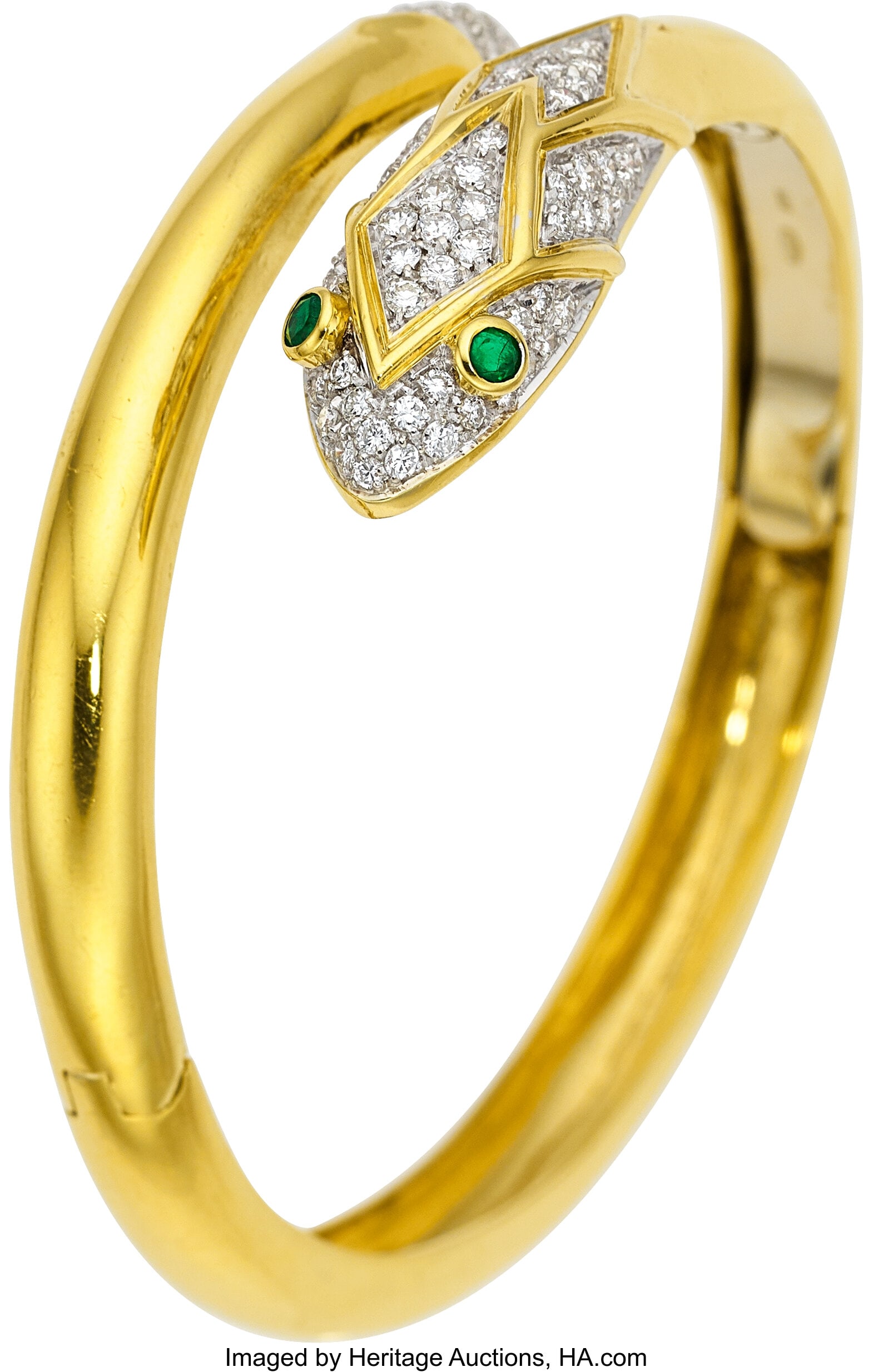 Renato Bagnara Emerald, Diamond, Gold Bracelet: Renato Bagnara Emerald, Diamond, Gold Bracelet Stones: Round-shaped emeralds weighing a total of approximately 0.20 carat; full-cut diamonds weighing a total of approxima