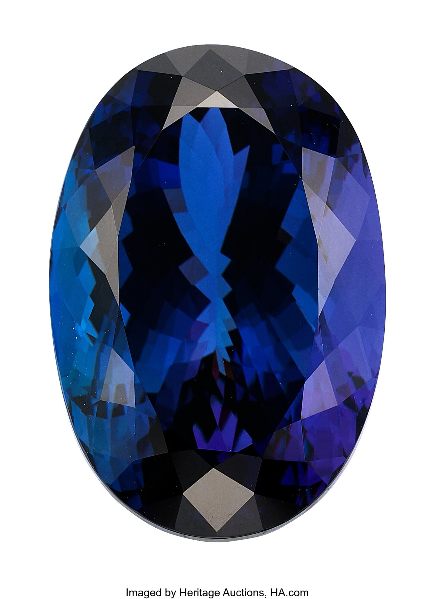 87.27 ct Tanzanite Shape: Oval Measurements: 31: 87.27 ct Tanzanite Shape: Oval Measurements: 31.48 x 20.95 x 17.29 mm Report: GIA # 6167913166 HID03101062020 © 2026 Heritage Auctions