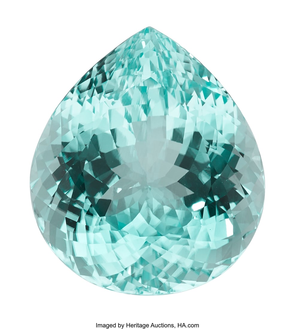 100.31 ct Paraiba-Type Tourmaline Shape: Pear M: 100.31 ct Paraiba-Type Tourmaline Shape: Pear Measurements: 33.03 x 28.60 x 18.56 mm Origin: Mozambique Report: GIA # 5231837997 