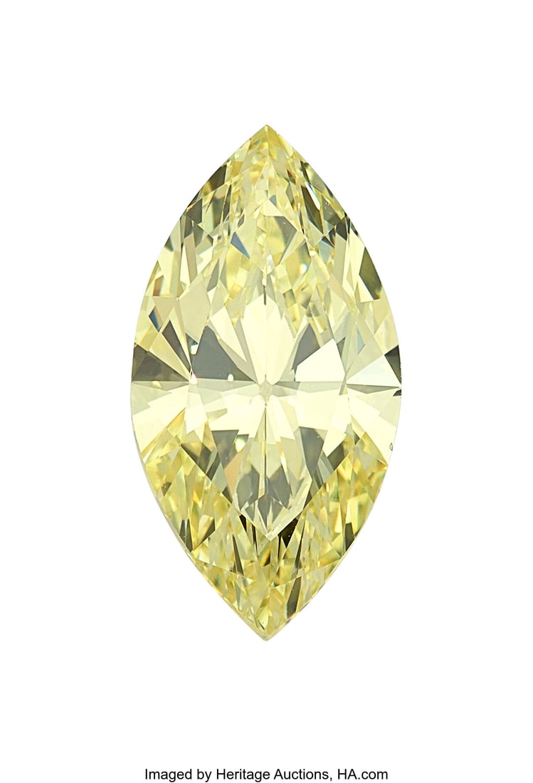 4.03 ct Fancy Yellow Diamond Shape: Marquise Me: 4.03 ct Fancy Yellow Diamond Shape: Marquise Measurements: 16.31 x 8.30 x 5.08 mm Color: Fancy Yellow Clarity: VS1 Report: GIA # 223185644
