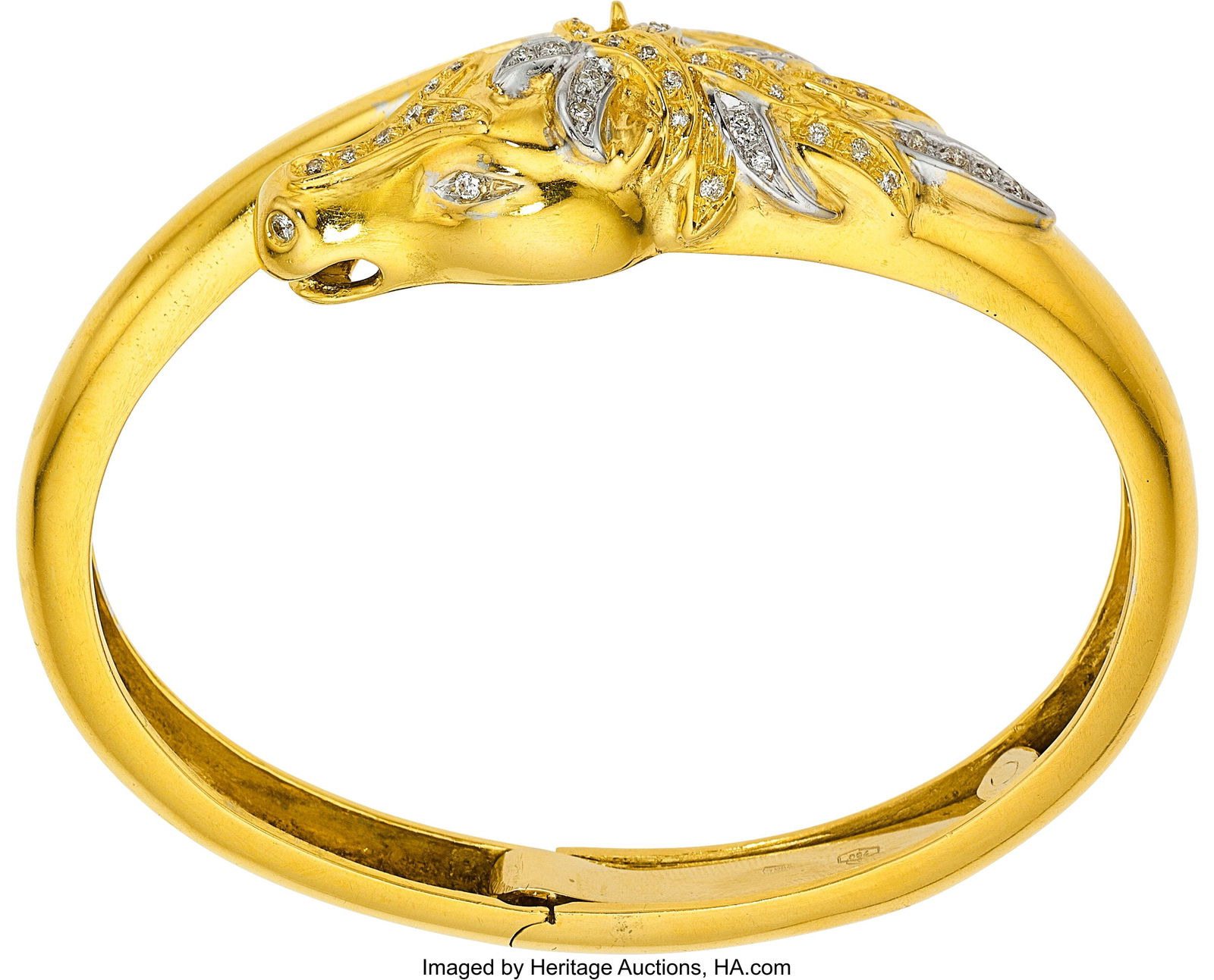 Renato Bagnara Diamond, Gold Bracelet Stones: F: Renato Bagnara Diamond, Gold Bracelet Stones: Full-cut diamonds weighing a total of approximately 0.65 carat Metal: 18k white and yellow gold Marked: for Renato Bagnara
