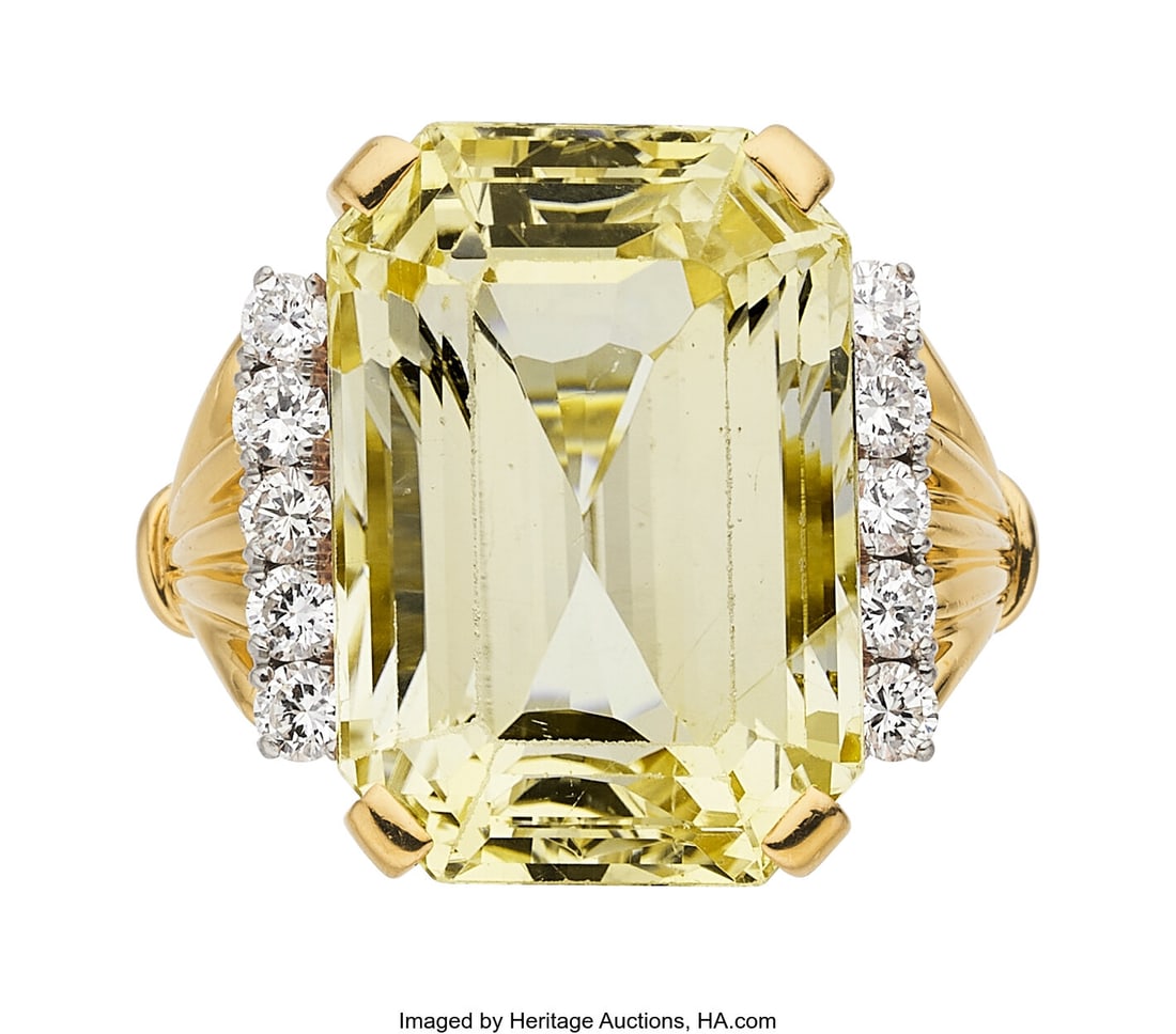 Ceylon Yellow Sapphire, Diamond, Platinum, Gold (1 of 4)