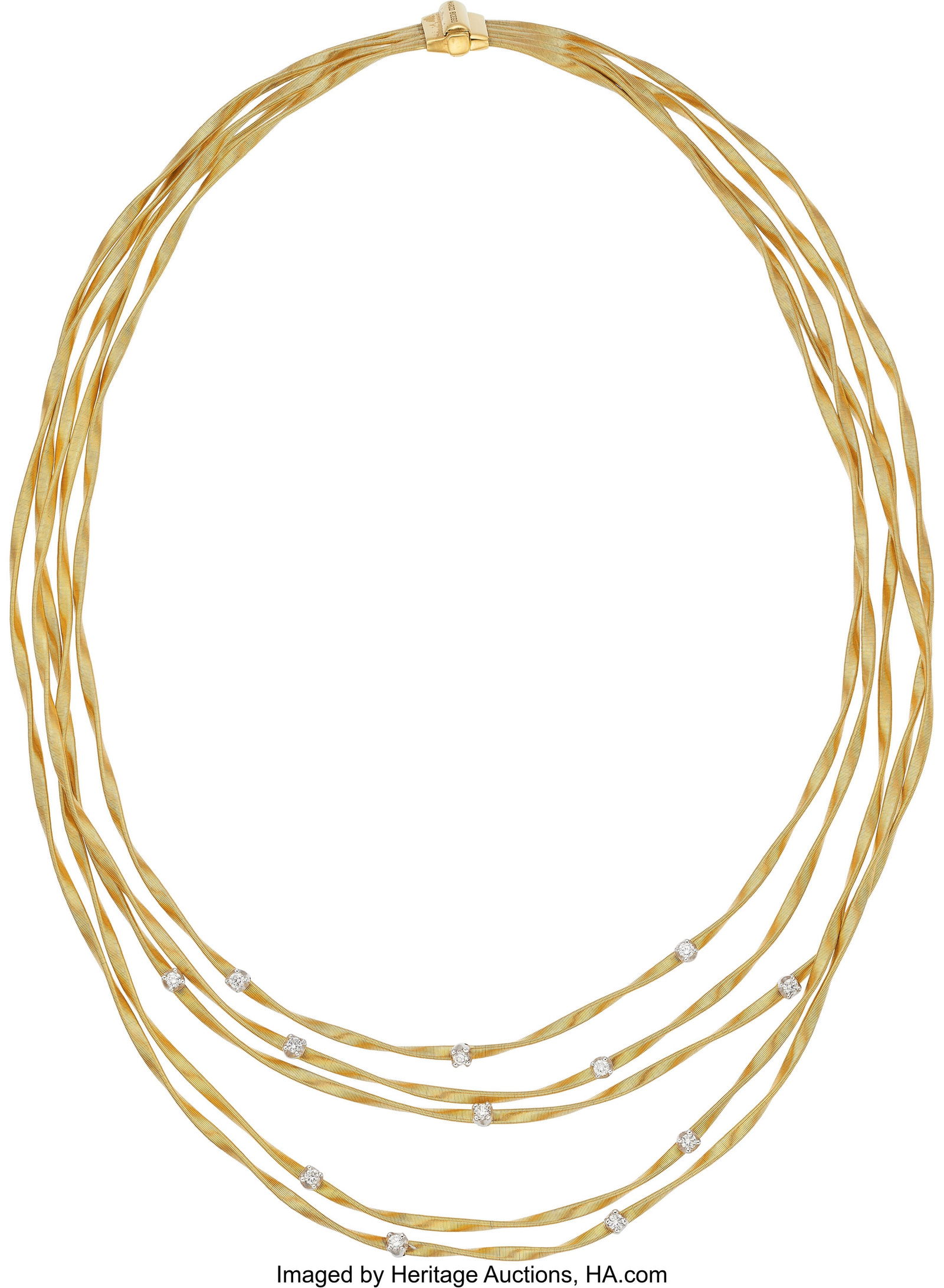 Marco Bicego Diamond, Gold Necklace Stones: Ful: Marco Bicego Diamond, Gold Necklace Stones: Full-cut diamonds weighing a total of approximately 0.70 carat Metal: 18k gold Marked: Marco Bicego Weight: 115.