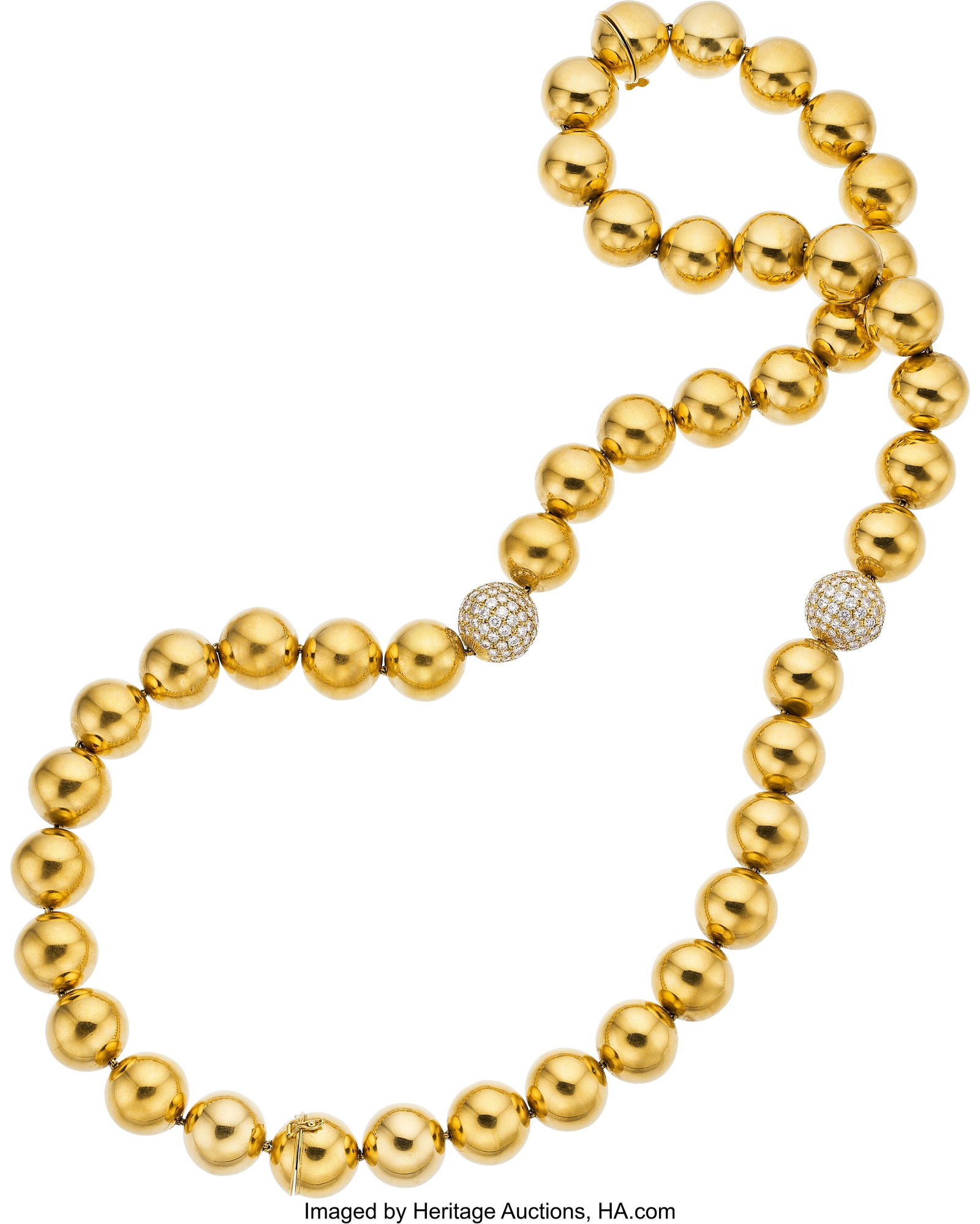 Ortensio Gabbieri & Figlio Diamond, Gold Conver: Ortensio Gabbieri & Figlio Diamond, Gold Convertible Necklaces Stones: Full-cut diamonds weighing a total of approximately 8.25 carats Metal: 18k gold Marked: for Or