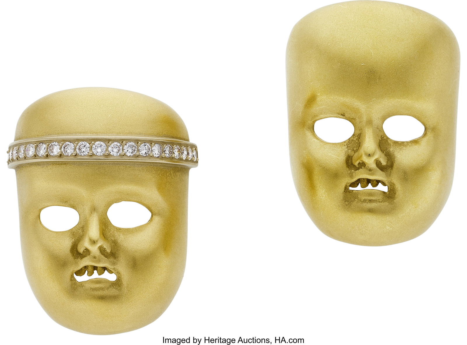 Kieselstein-Cord Diamond, Gold Brooches Stones: Kieselstein-Cord Diamond, Gold Brooches Stones: Full-cut diamonds weighing a total of approximately 0.50 carat Metal: 18k white and yellow gold Marked: Kieselstein Cord