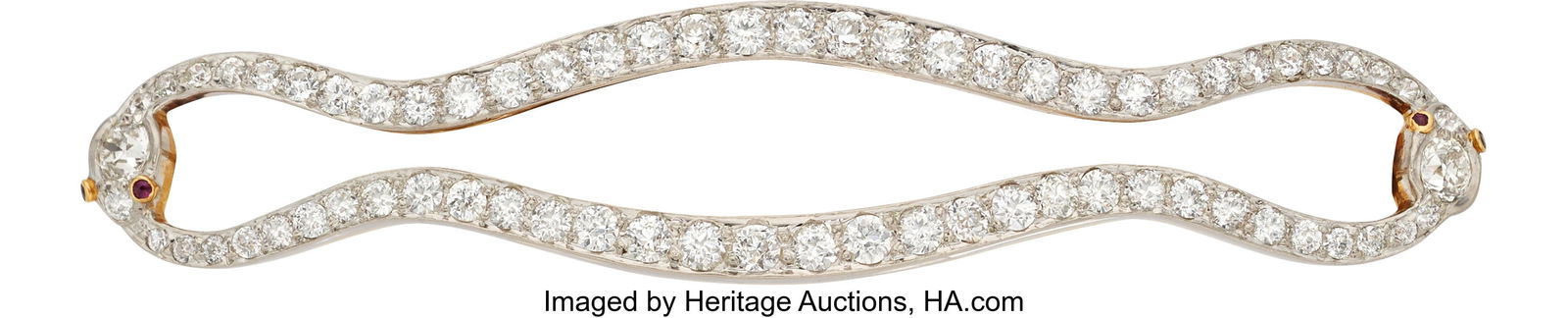 Tiffany & Co. Antique Diamond, Ruby, Platinum-T: Tiffany & Co. Antique Diamond, Ruby, Platinum-Topped Gold Hair Clip Stones: Transitional and European-cut diamonds weighing a total of approximately 2.40 carats&sem