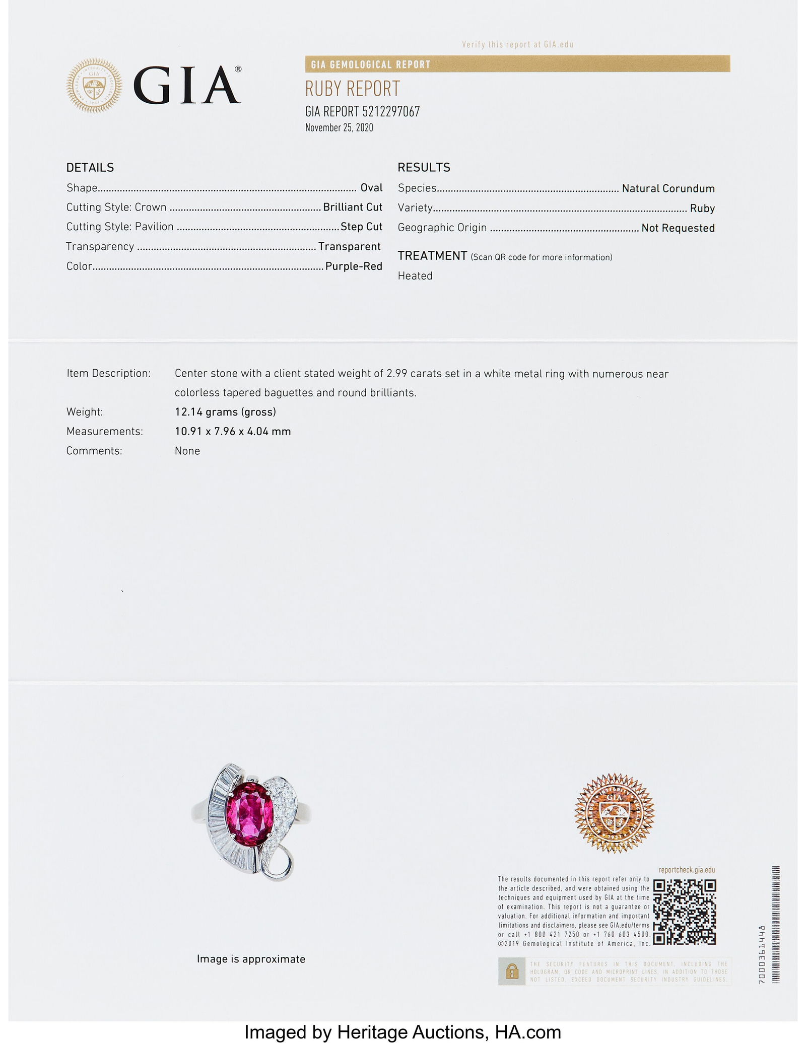 Ruby, Diamond, Platinum Ring Stones: Oval-shape - 3