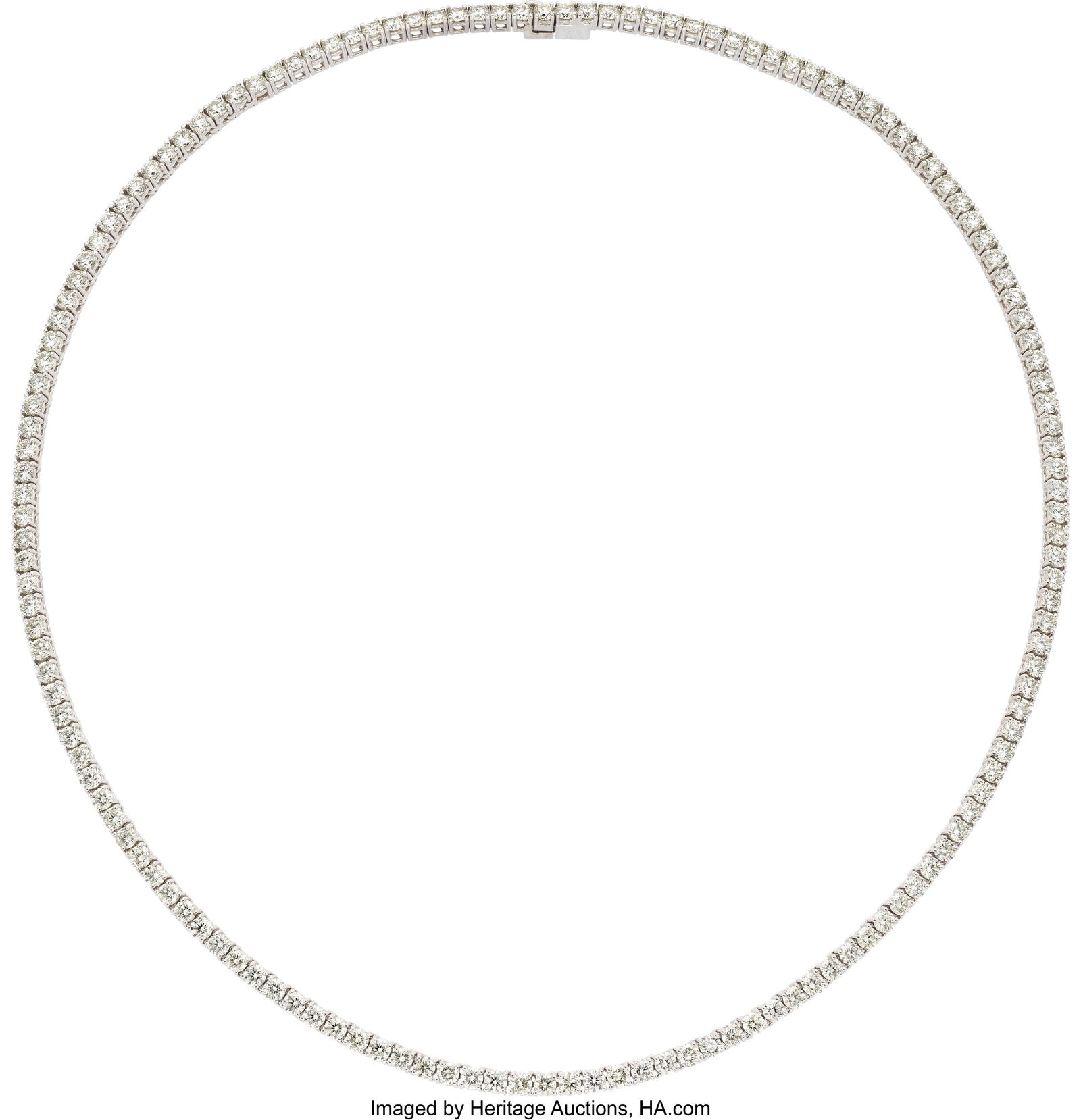 Diamond, White Gold Necklace Stones: Full-cut d: Diamond, White Gold Necklace Stones: Full-cut diamonds weighing a total of 12.01 carats Metal: 18k white gold Gross Weight: 24.10 grams Dimensions: 16 inche
