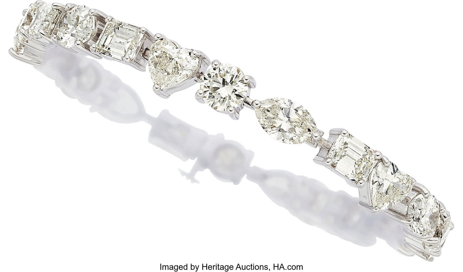 Diamond, White Gold Bracelet Stones: Round bril: Diamond, White Gold Bracelet Stones: Round brilliant, pear, square, rectangular, emerald, heart, marquise, oval, and hexagonal-cut diamonds