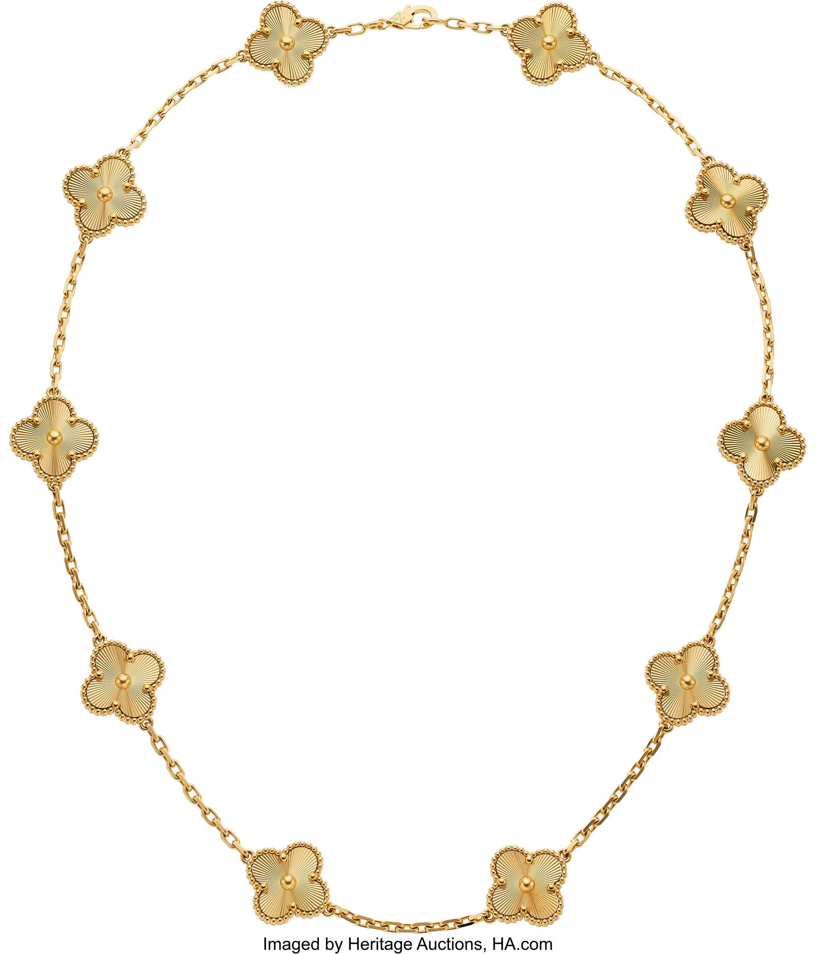 Van Cleef & Arpels Gold Necklace Metal: 18k gol: Van Cleef & Arpels Gold Necklace Metal: 18k gold Marked: for Van Cleef & Arpels Collection: Vintage Alhambra Weight: 39.10 grams Dimensions: 16-1/2 inc
