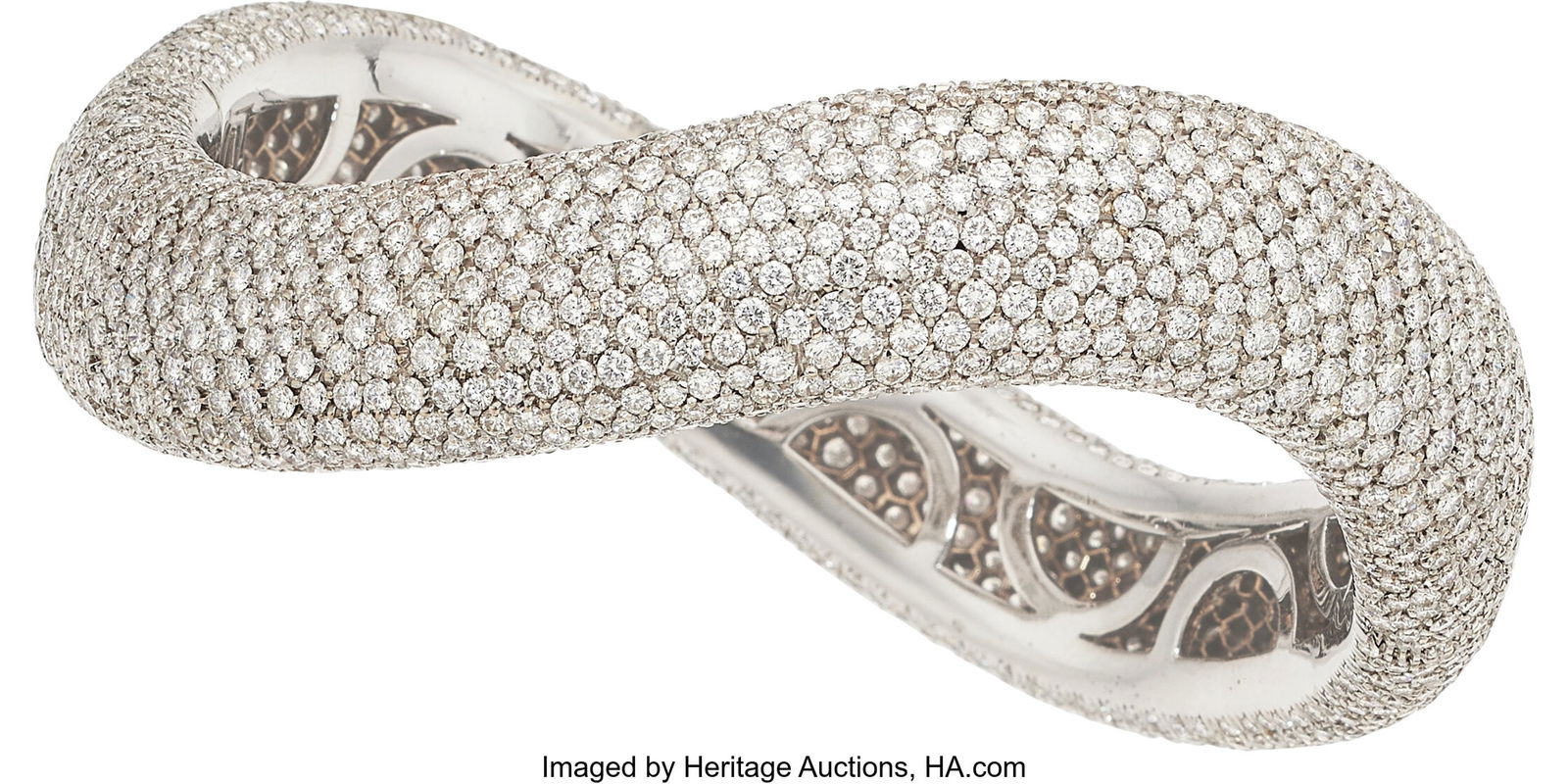 Fabrizio Cantamessa Diamond, White Gold Bracele: Fabrizio Cantamessa Diamond, White Gold Bracelet Stones: Full-cut diamonds weighing a total of approximately 30.00 carats Metal: 18k white gold Marked: for Fabrizio Cant