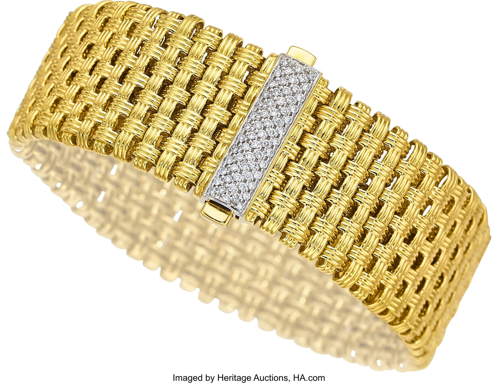 Roberto Coin Diamond, Gold Bracelet Stones: Ful: Roberto Coin Diamond, Gold Bracelet Stones: Full-cut diamonds weighing a total of approximately 0.35 carat Metal: 18k white and yellow gold Marked: Roberto Coin Collecti