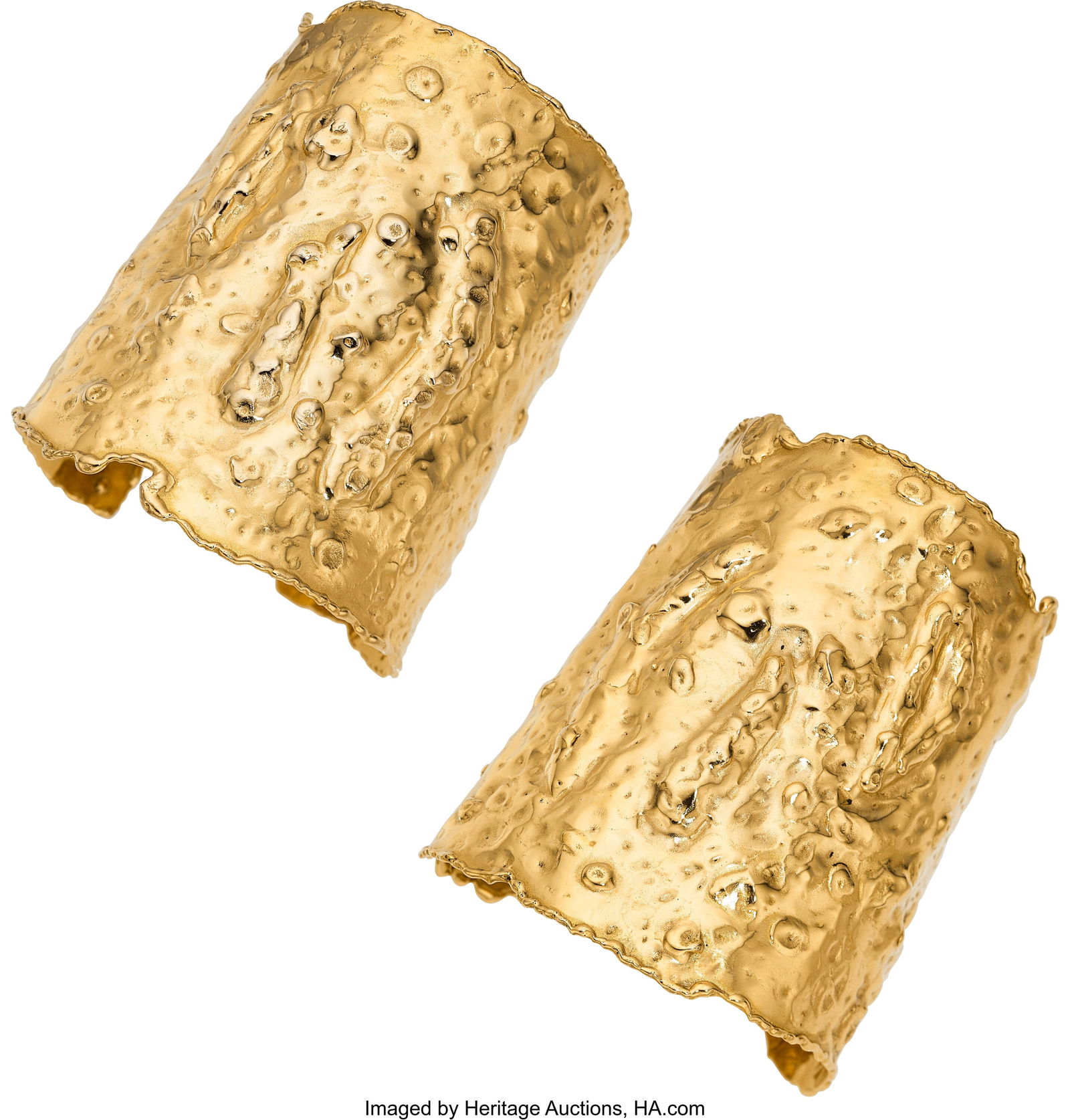 Van Cleef & Arpels Gold Bracelets Metal: 18k go: Van Cleef & Arpels Gold Bracelets Metal: 18k gold Marked: Van Cleef & Arpels; NY Collection: Manchette Weight: 172.90 grams Dimensions: 3-1/8 inch