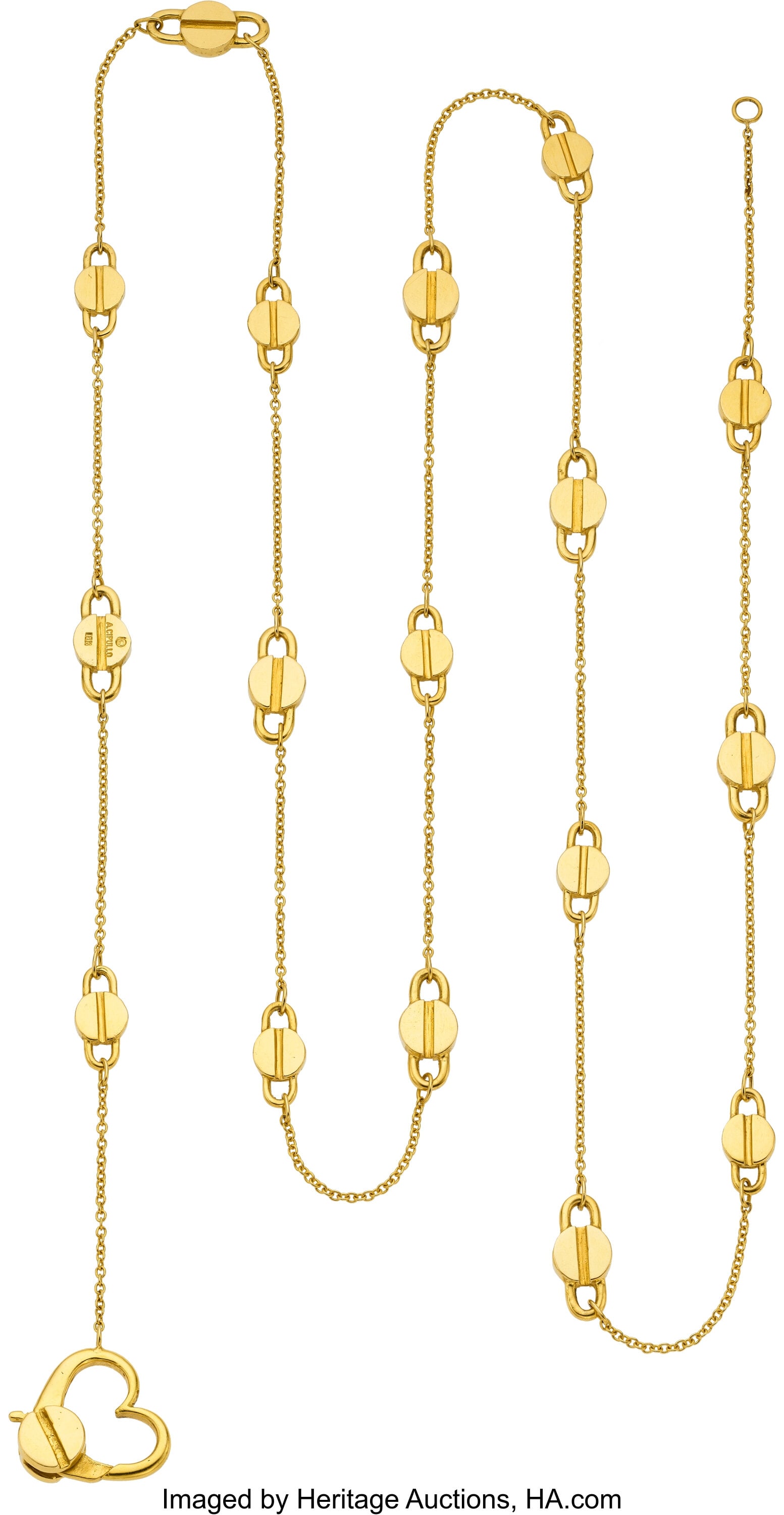 Aldo Cipullo Gold Necklace Metal: 18k gold Mark: Aldo Cipullo Gold Necklace Metal: 18k gold Marked: for Aldo Cipullo Weight: 36.50 grams Dimensions: 35 inches x 1/4 inch Collection of an East Coast Renaissance Woma