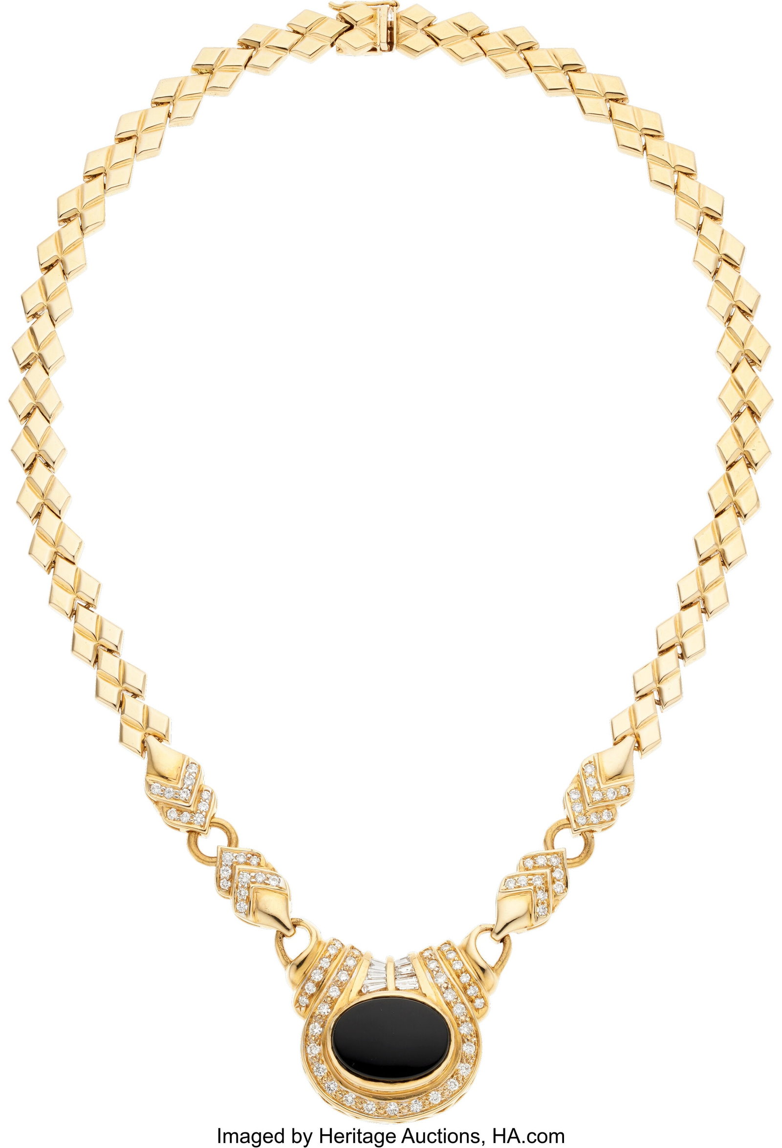 Black Onyx, Diamond, Gold Necklace Stones: Full (1 of 1)