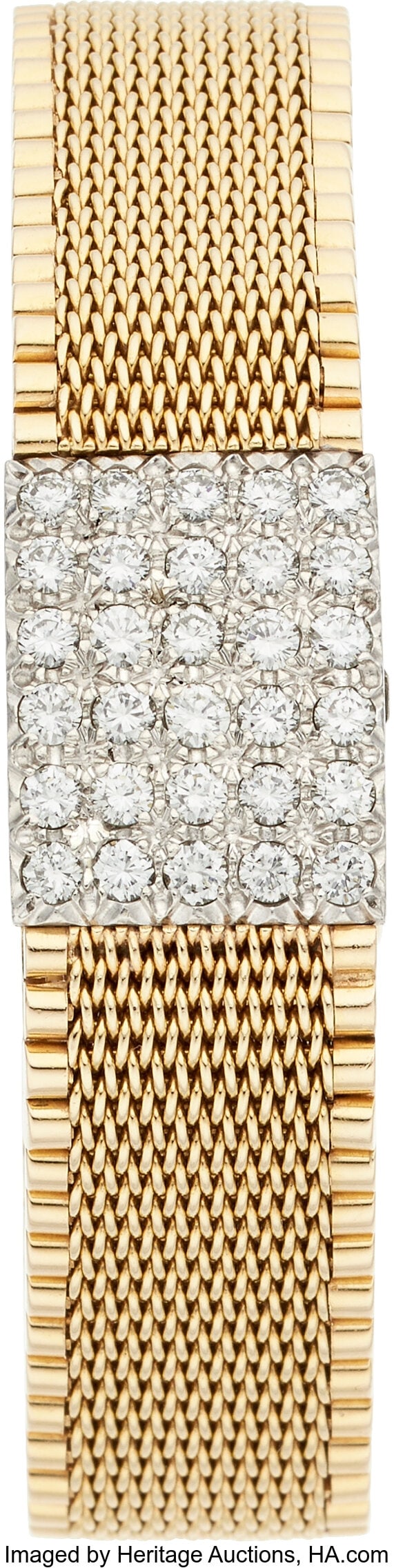 Andre Pailet Diamond, Palladium, Gold Covered Di: Andre Pailet Diamond, Palladium, Gold Covered Dial Watch Case: 23 x 10 mm, rectangle, 14k gold, snapback, diamond-set palladium covered dial, 4228526 Di