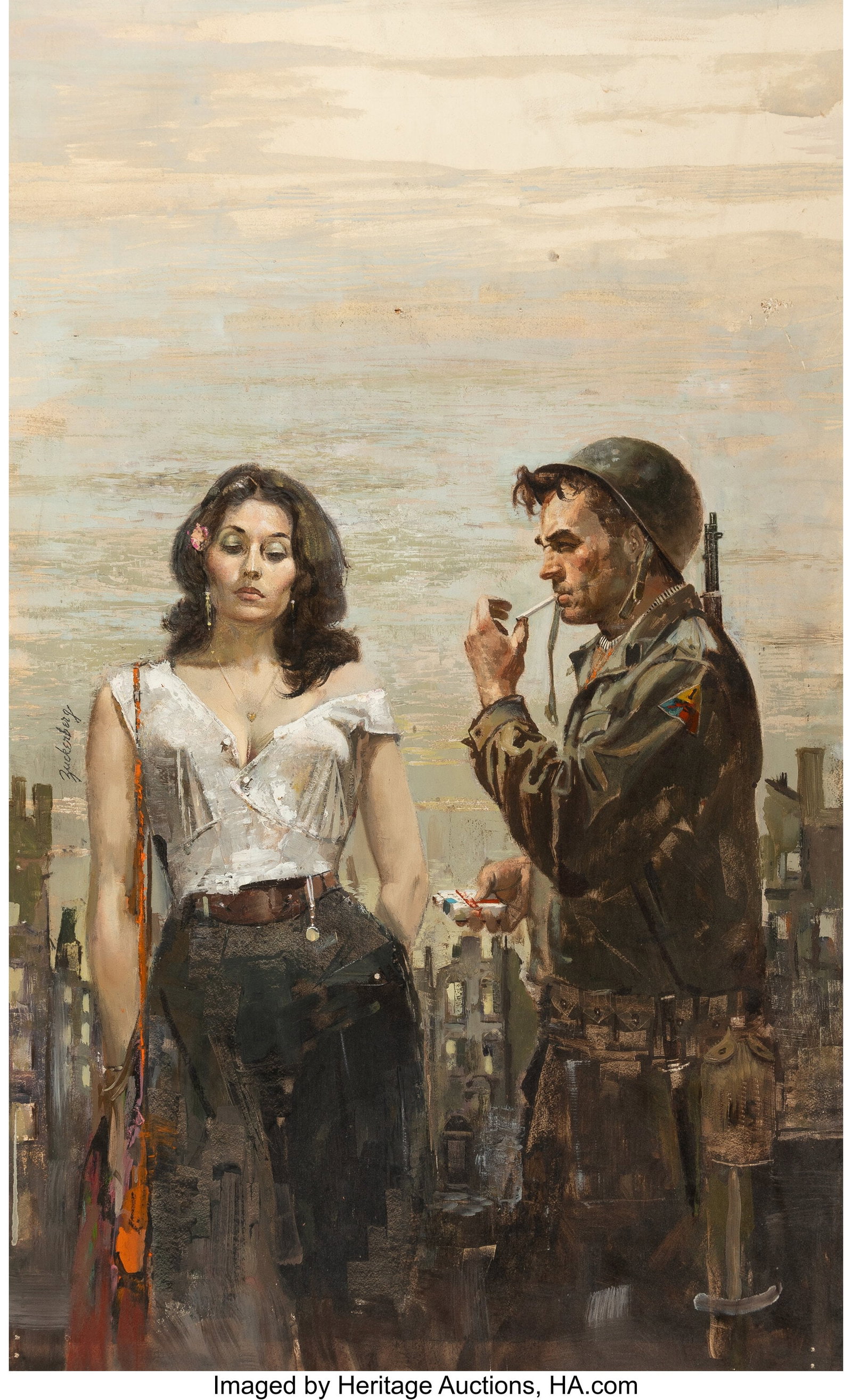 Stanley M. Zuckerberg (American, 1919-1995) The: Stanley M. Zuckerberg (American, 1919-1995) The Wolf that Fed Us paperback cover, 1961 Oil on board 39-3/4 x 26-1/4 inches (101.0 x 66.7 cm&rpar