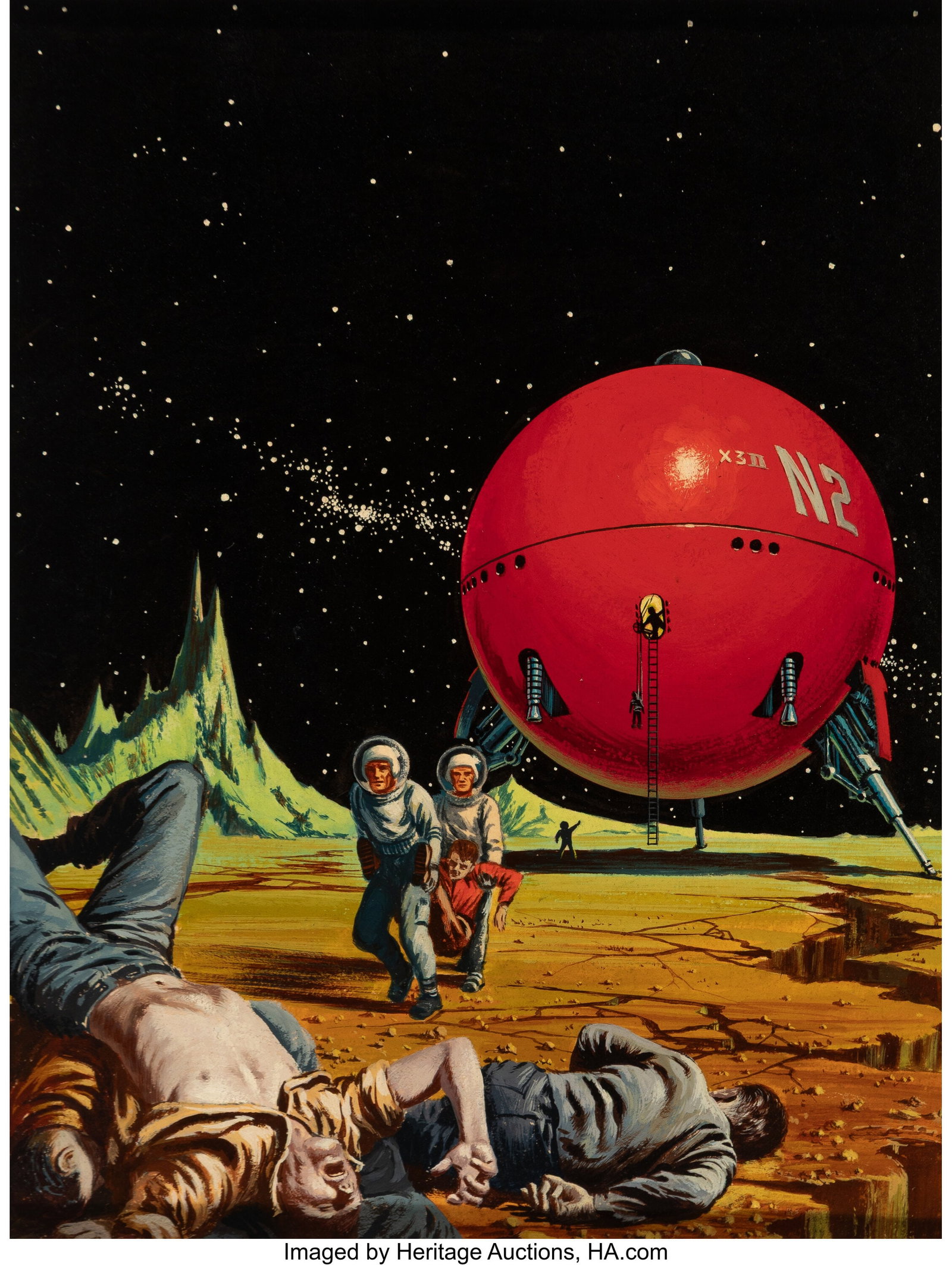 Ed Valigursky (American, 1926-2009) These Bones: Ed Valigursky (American, 1926-2009) These Bones for Hire, Amazing Stories digest magazine cover, July 1955 Oil on board 14-5/8 x 11-5/8 inches (37.1 x 2