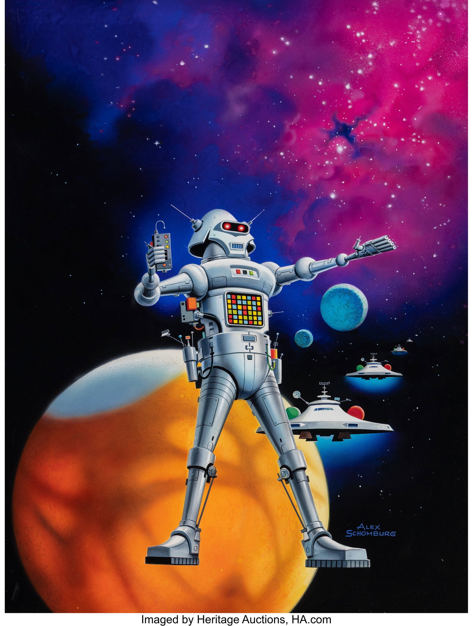 Alex Schomburg (American, 1905-1998) Dreams, Isa: Alex Schomburg (American, 1905-1998) Dreams, Isaac Asimov's Science Fiction digest magazine cover, August 1979 Gouache on board 21 x 16 inches (53.3 x 40&period