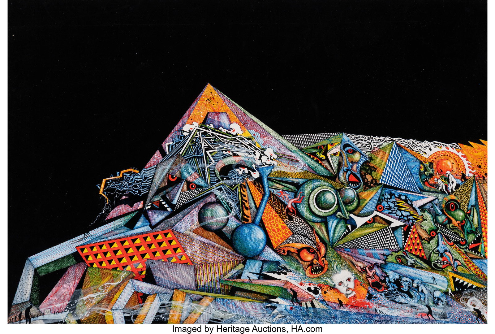 Ian Miller (British, b. 1946) Long After Midnigh: Ian Miller (British, b. 1946) Long After Midnight paperback cover, 1978 Mixed media on board 9-3/4 x 14-1/4 inches (24.8 x 36.2 cm) Initial