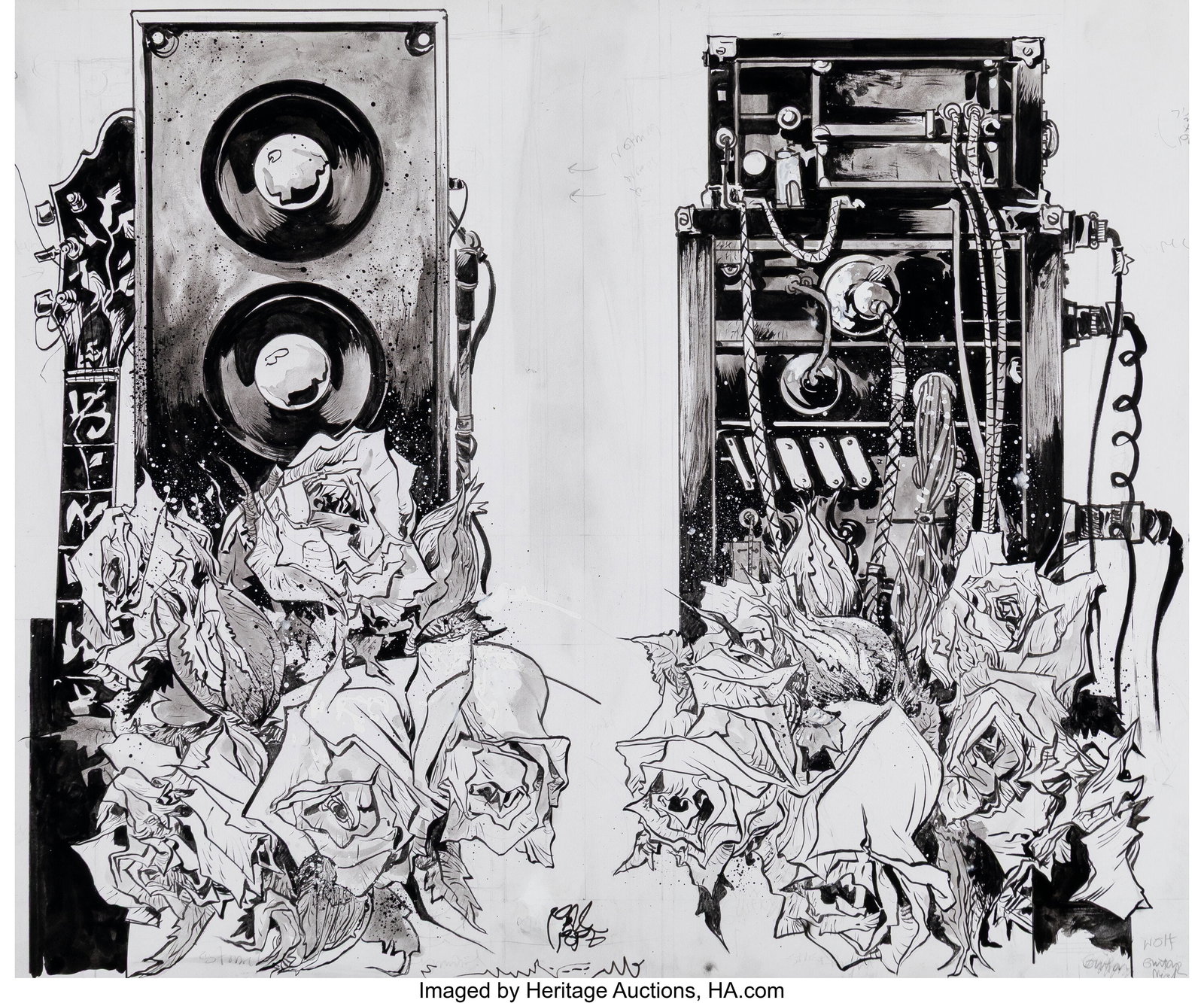 Paul Pope (American, b. 1970) Grateful Dead July: Paul Pope (American, b. 1970) Grateful Dead July 1978 Complete Recordings box set album art, 2016 Ink and acrylic on paper 19 x 24 inches (48.3 x 61.0 c