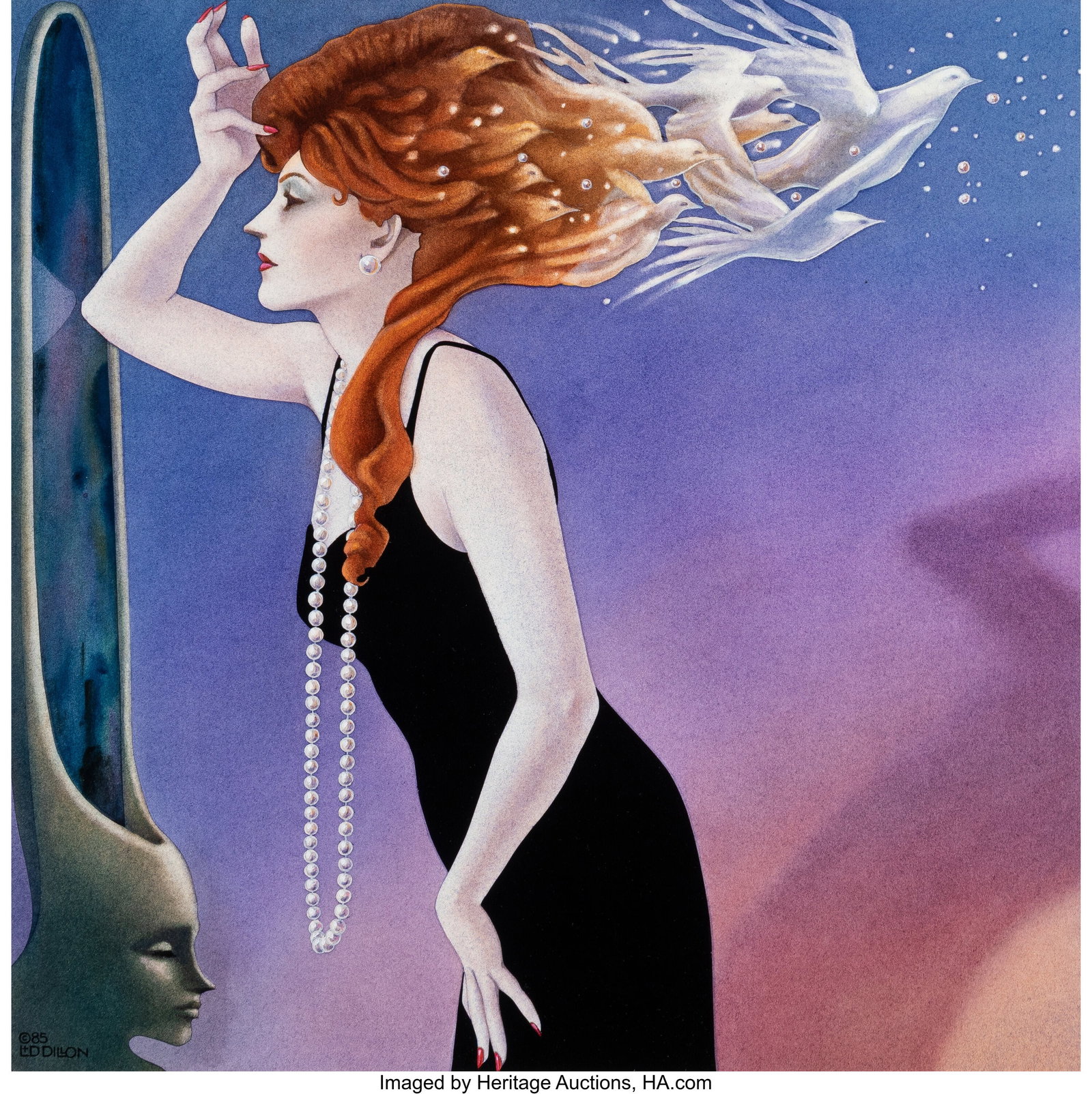 Leo and Diane Dillon (American, 20th Century) Gi: Leo and Diane Dillon (American, 20th Century) Gibson Girl, 1985 Acrylic and pastel on Bristol board laid on board 14-1/2 x 14-1/2 inches (36.8 x 36.8 c