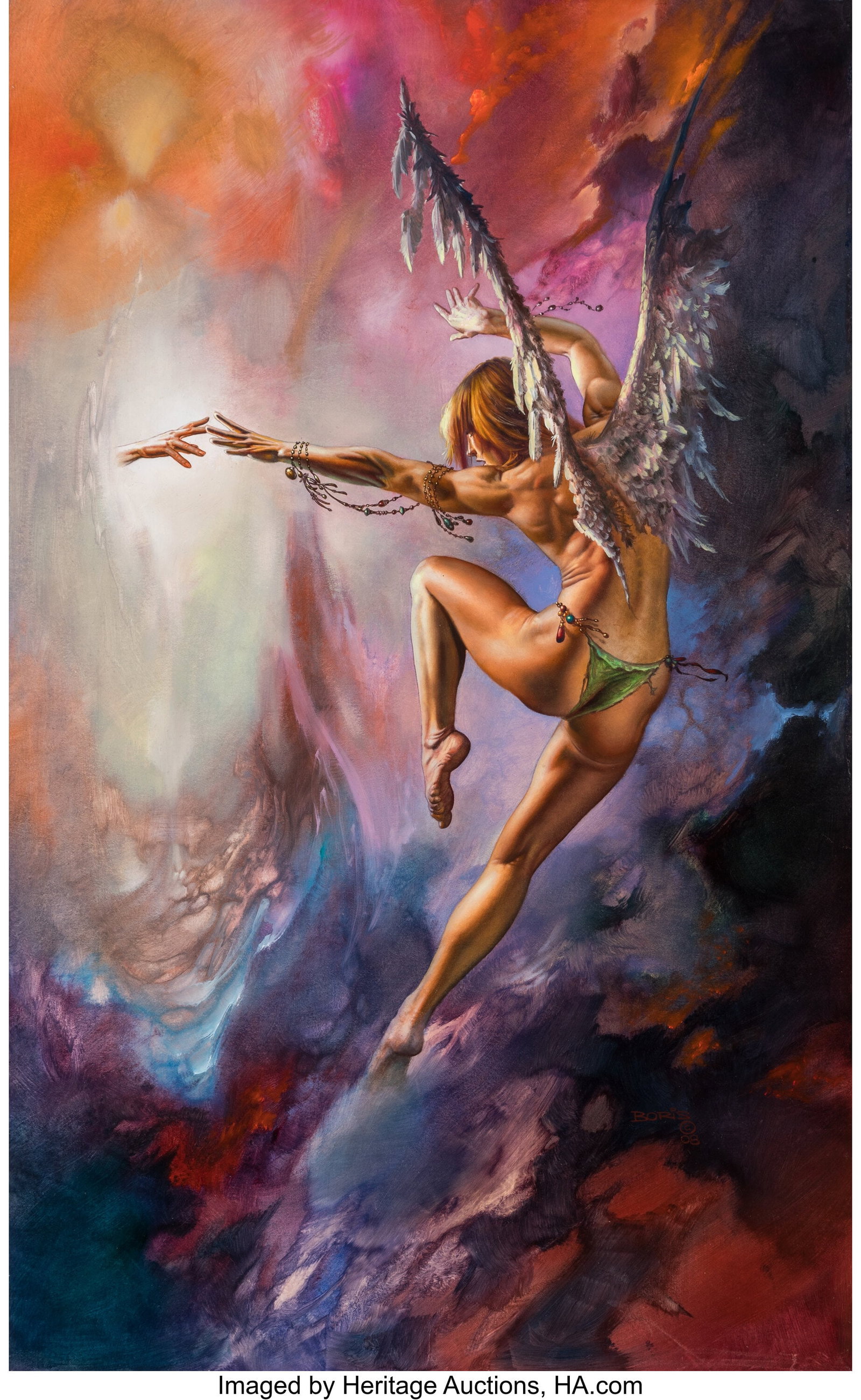 Boris Vallejo (American, b. 1941) Touch of Freed: Boris Vallejo (American, b. 1941) Touch of Freedom, 2008 Oil on board 29-3/8 x 18-1/8 inches (74.5 x 46.0 cm) Signed and dated lower right&