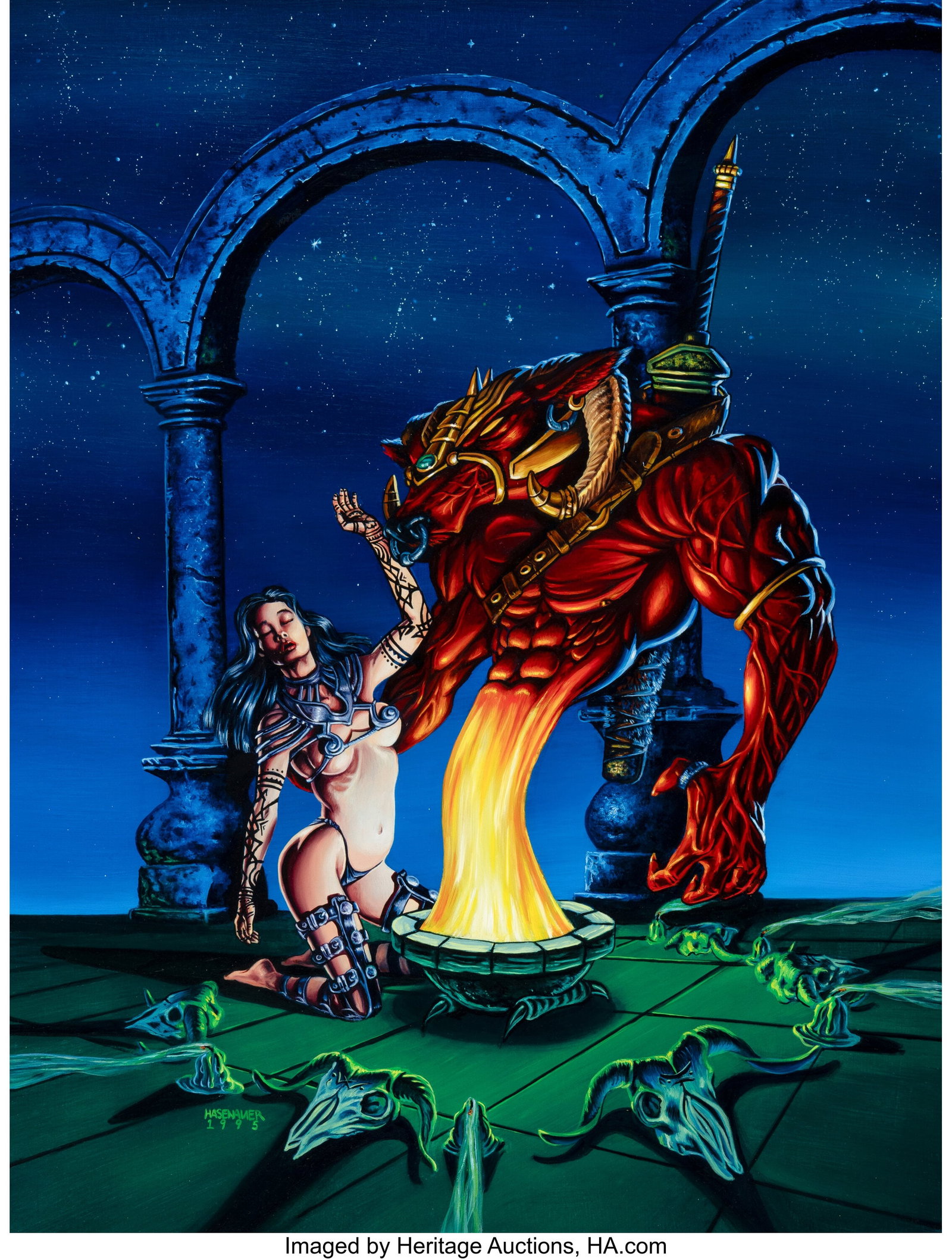 Joseph Hasenauer (American, 20th Century) Conjur: Joseph Hasenauer (American, 20th Century) Conjure, D8 Roleplaying Culture magazine cover, Summer 1995 Oil on board 30 x 24 inches (76.2 x 61.0 cm) S