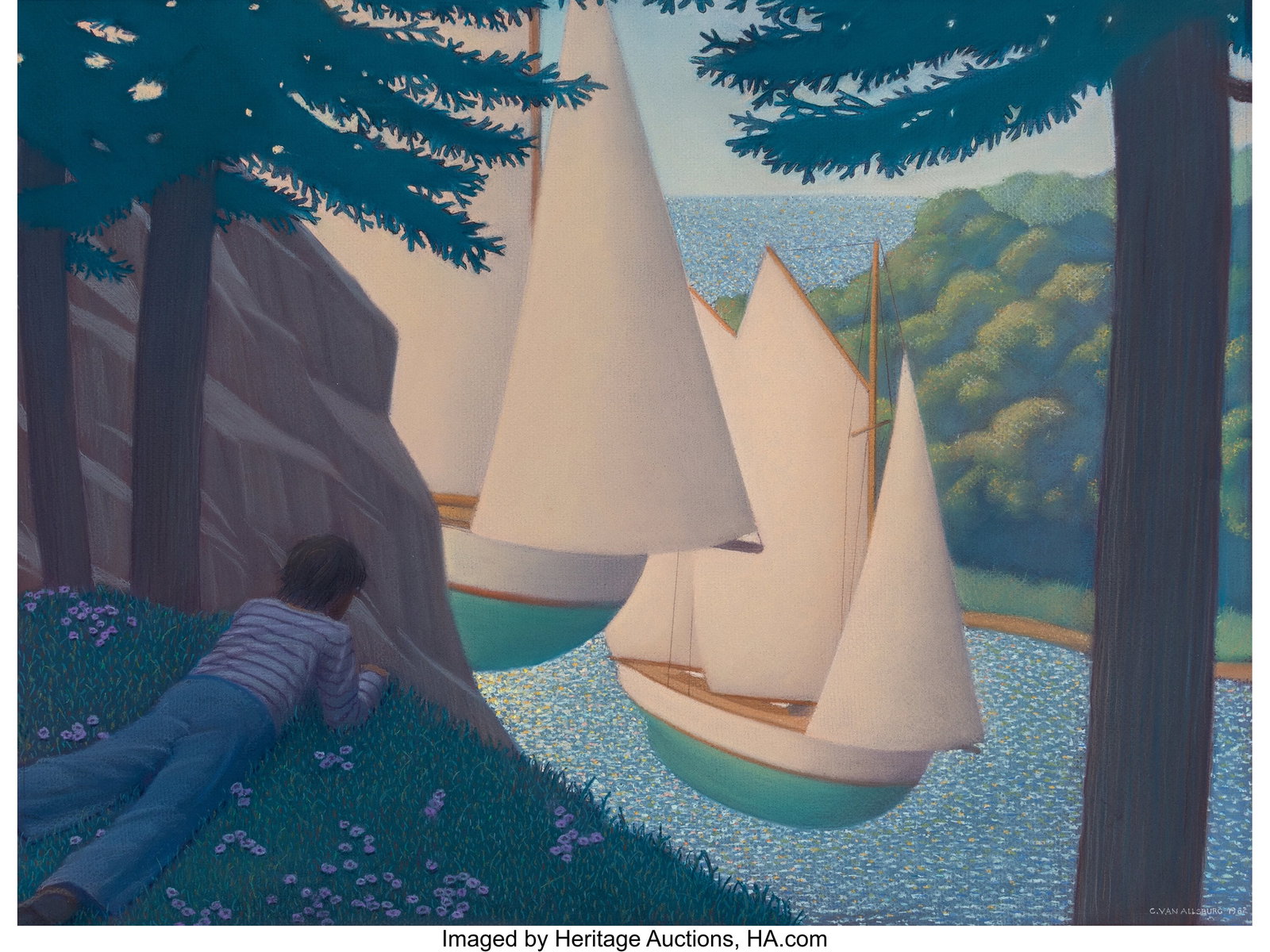 Chris Van Allsburg (American, b. 1949) The Wreck: Chris Van Allsburg (American, b. 1949) The Wreck of the Zephyr book interior, 1983 Pastel on paper 19-5/8 x 25-1/2 inches (49.8 x 64.8 cm)