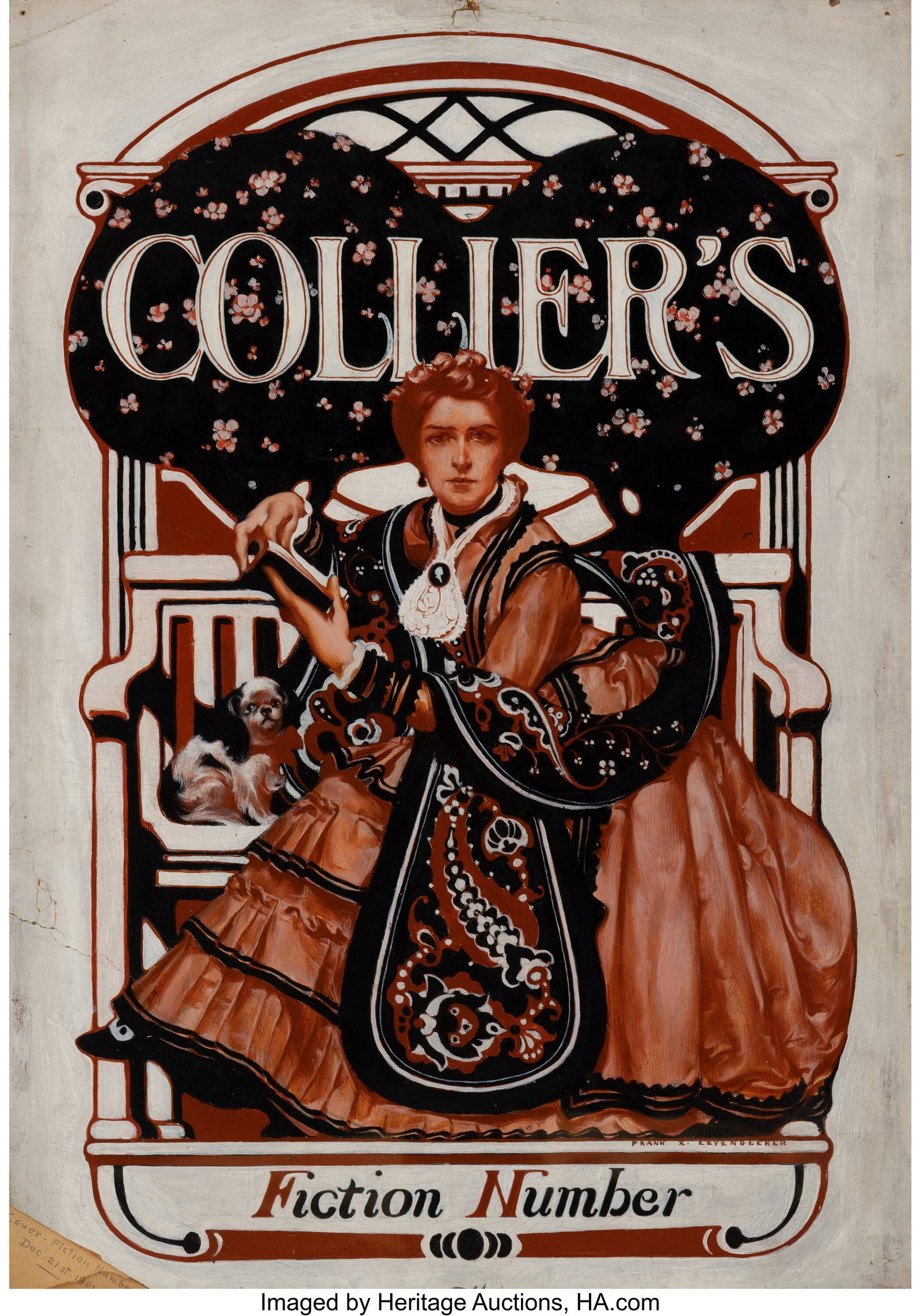 Frank Xavier Leyendecker (American, 1877-1924) F: Frank Xavier Leyendecker (American, 1877-1924) Fiction Number, Collier's magazine cover, December 21, 1901 Oil on board 20 x 14 inches (50.8 x 35.6