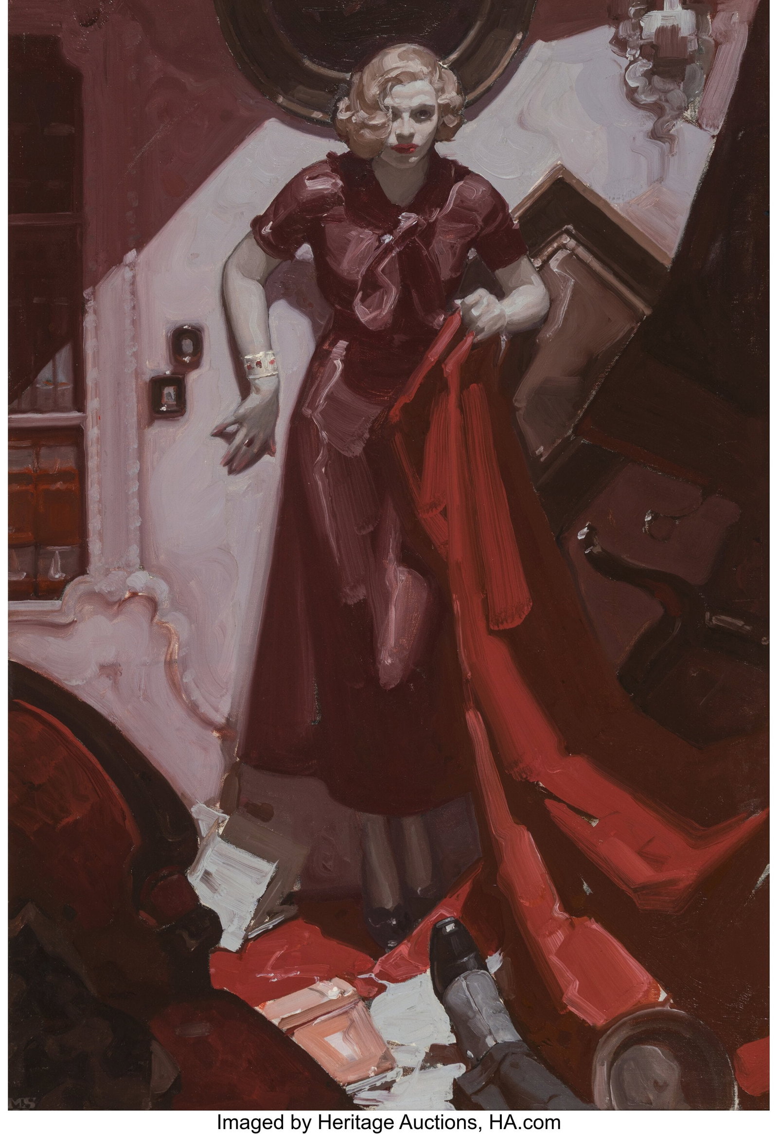 Mead Schaeffer (American, 1898-1980) Hide the Bo: Mead Schaeffer (American, 1898-1980) Hide the Body, Cosmopolitan Combined with Hearst's International interior, January 1939 Oil on canvas 35 x 24 inches (88.9