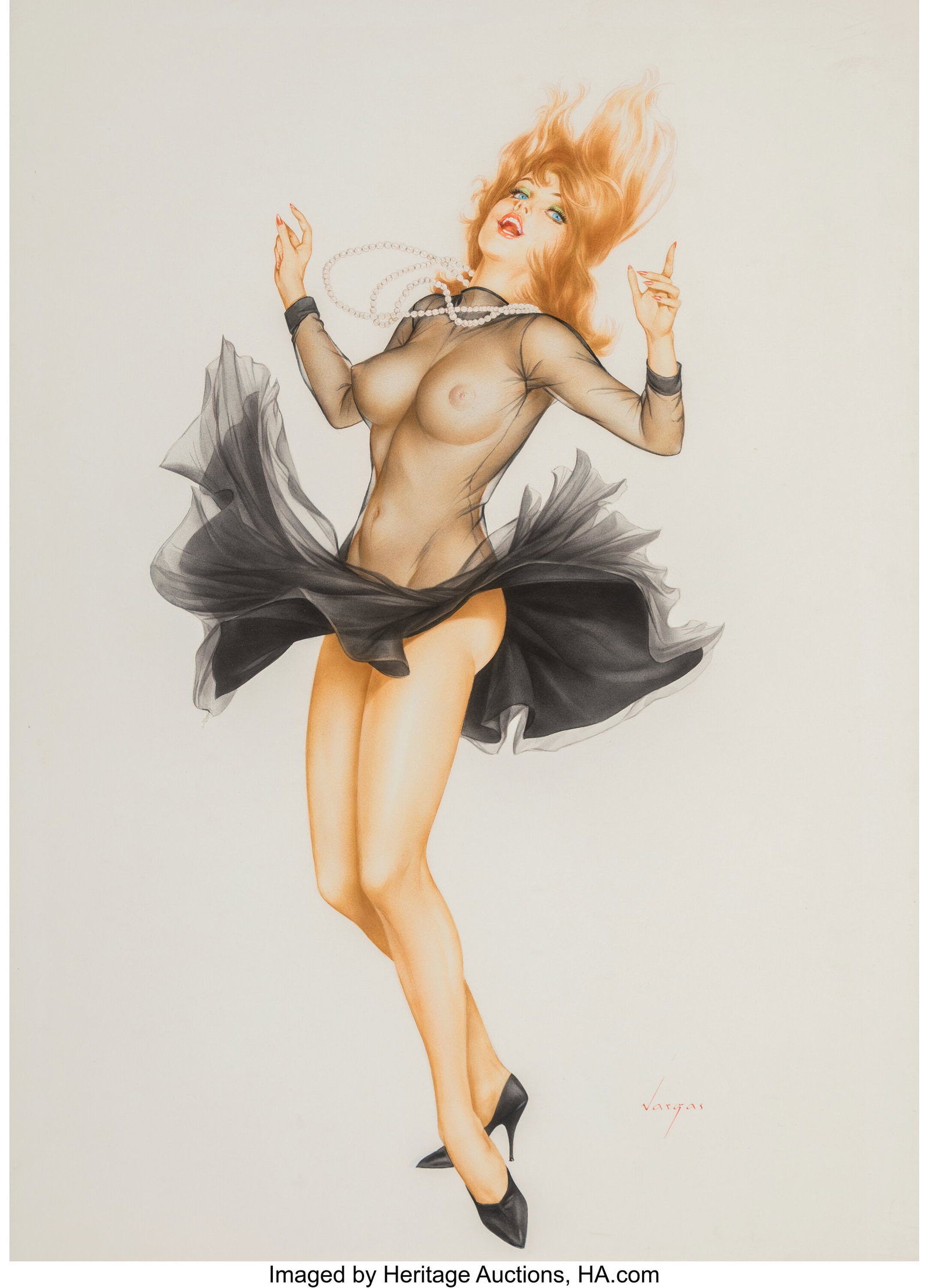 Alberto Vargas (Peruvian/American, 1896-1982) He: Alberto Vargas (Peruvian/American, 1896-1982) He Tried Everything, Playboy interior, September 1966 Watercolor on board 27 x 19-1/4 inches (68.6 x 48&pe