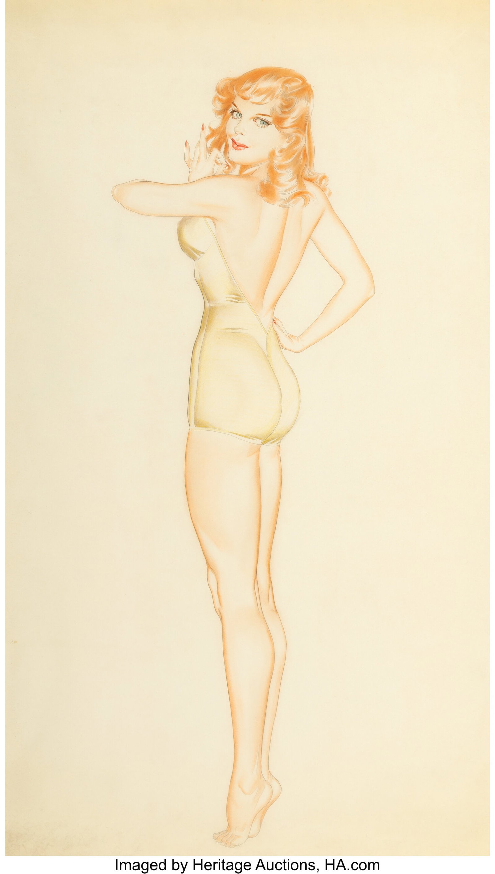 Alberto Vargas (Peruvian/American, 1896-1982) Mi: Alberto Vargas (Peruvian/American, 1896-1982) Miss January, Nineteen Forty-Six!, Esquire gatefold study, January 1946 Watercolor and pencil on paper 35-1&sol