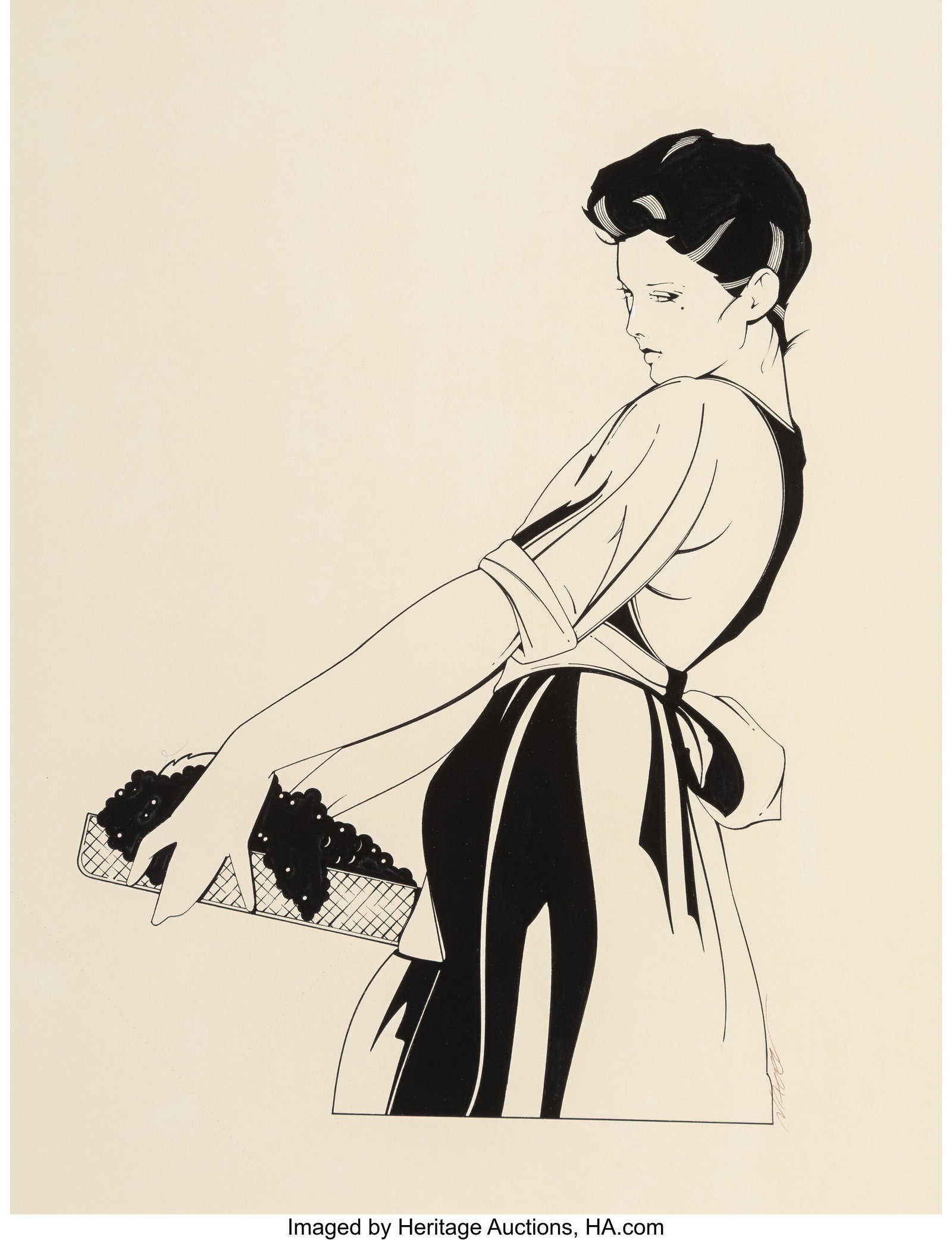 Patrick Nagel (American, 1945-1984) Woman with G (1 of 3)