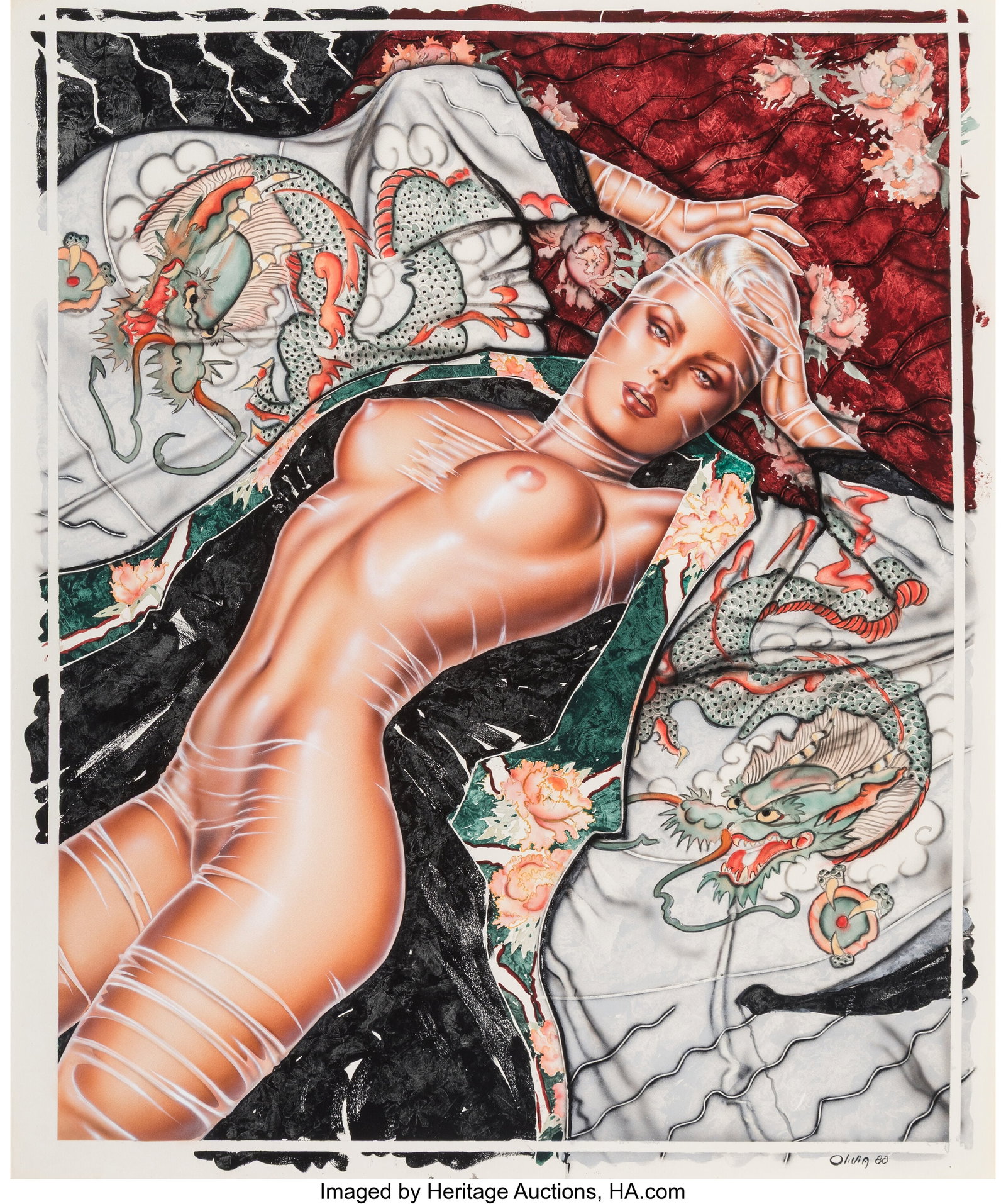 Olivia De Berardinis (American, b. 1948) Modern: Olivia De Berardinis (American, b. 1948) Modern Love, Playboy interior, March 1988 Watercolor on board 28 x 25 inches (71.1 x 63.5 cm) Signed