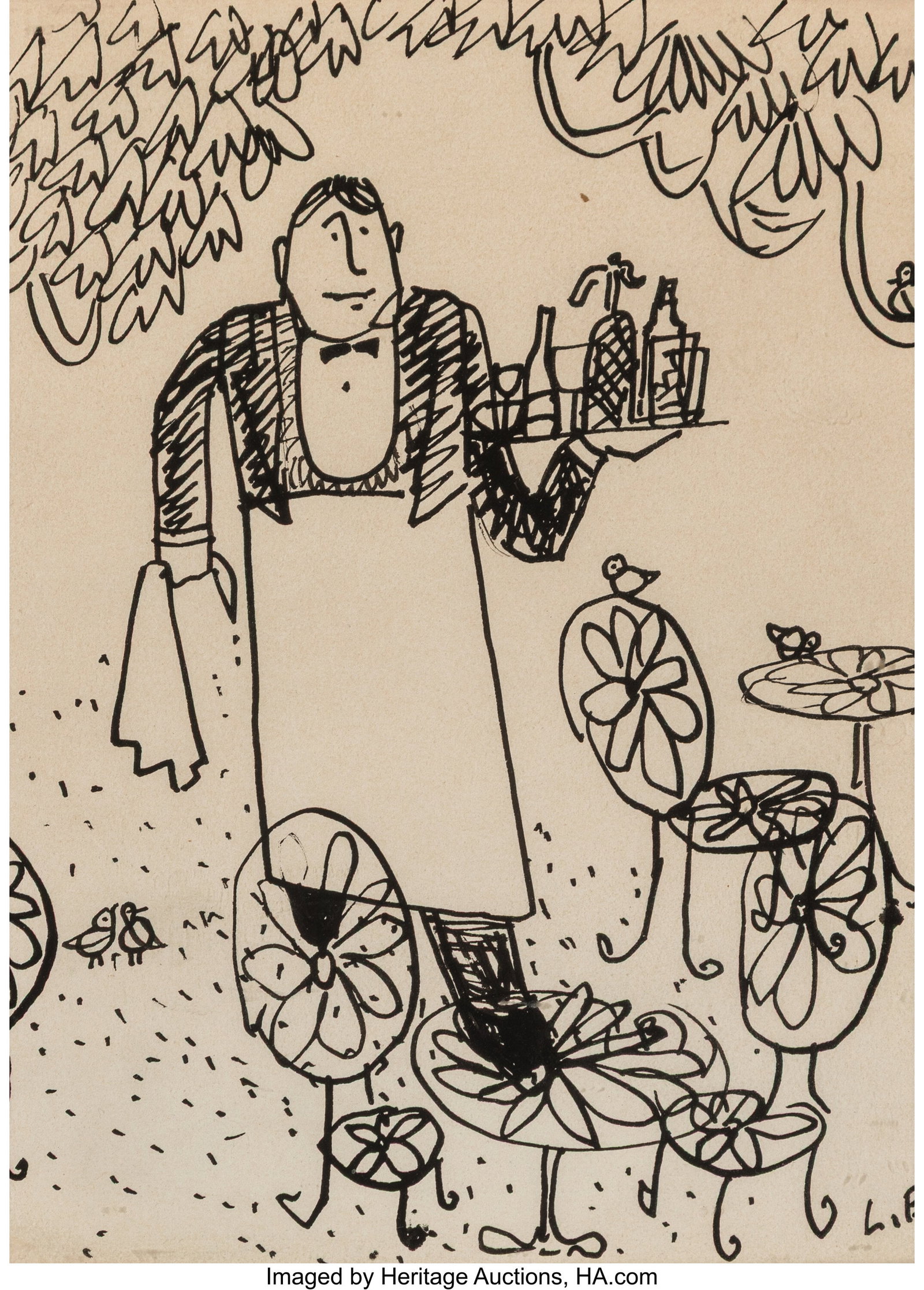 Ludwig Bemelmans (American, 1898-1962) Waiter wi (1 of 2)