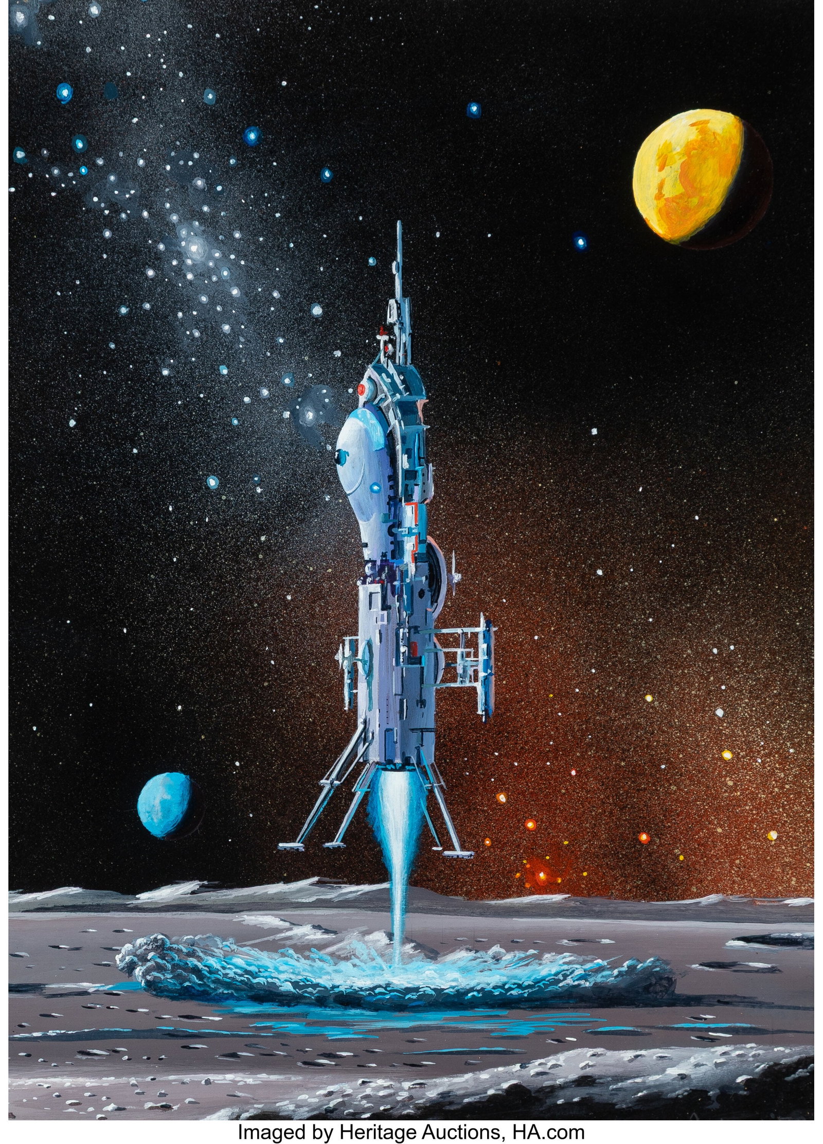 Dexter Dickinson (American, 20th Century) Alien: Dexter Dickinson (American, 20th Century) Alien Touchdown, 1979 Acrylic on board 12 x 9 inches (30.5 x 22.9 cm) Signed and dated lower right: Dickin