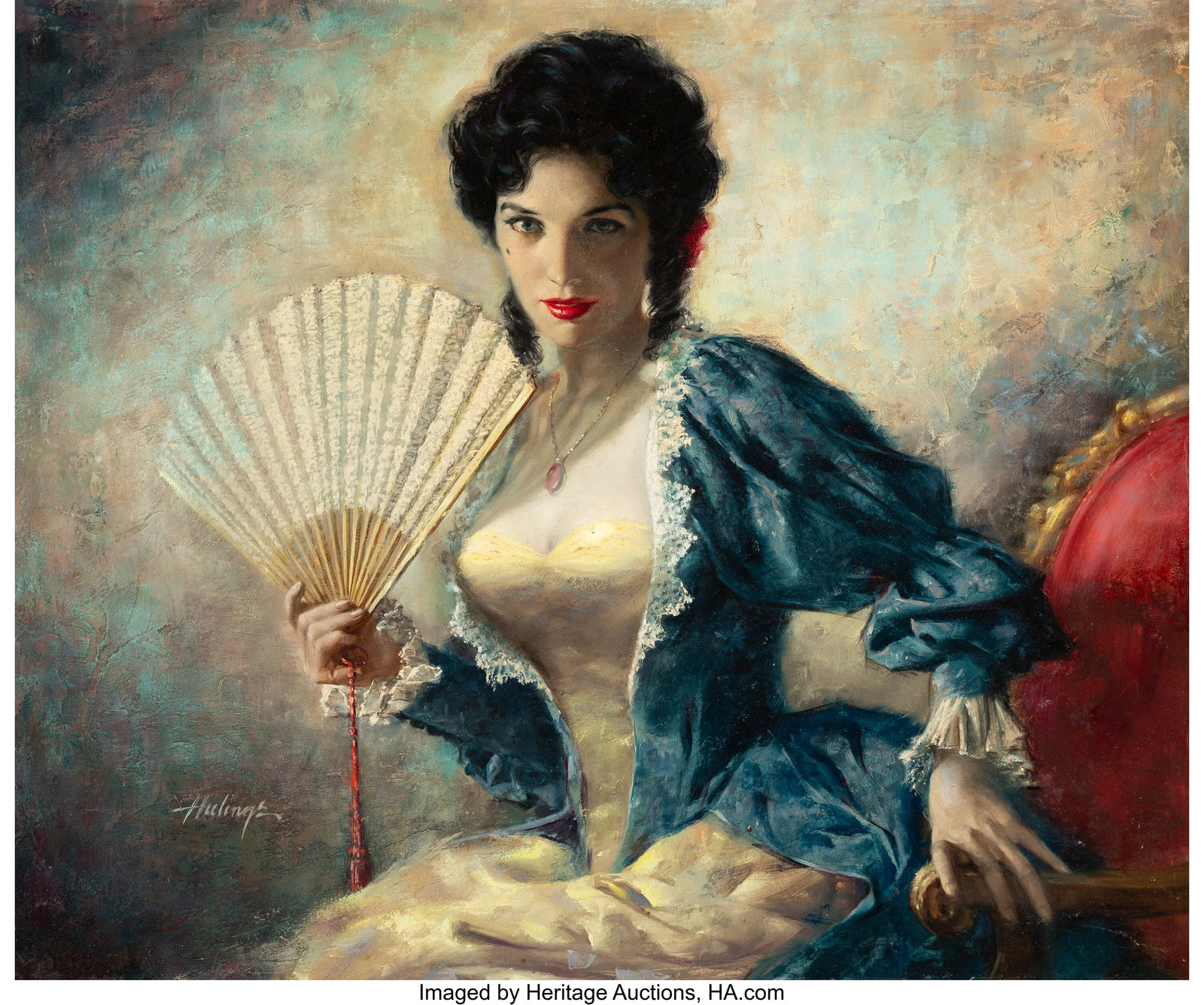 Clark Hulings (American, 1922-2011) Historical R: Clark Hulings (American, 1922-2011) Historical Romance paperback cover Oil on board 20 x 24 inches (50.8 x 61.0 cm) Signed lower left: Hulings HID03101062