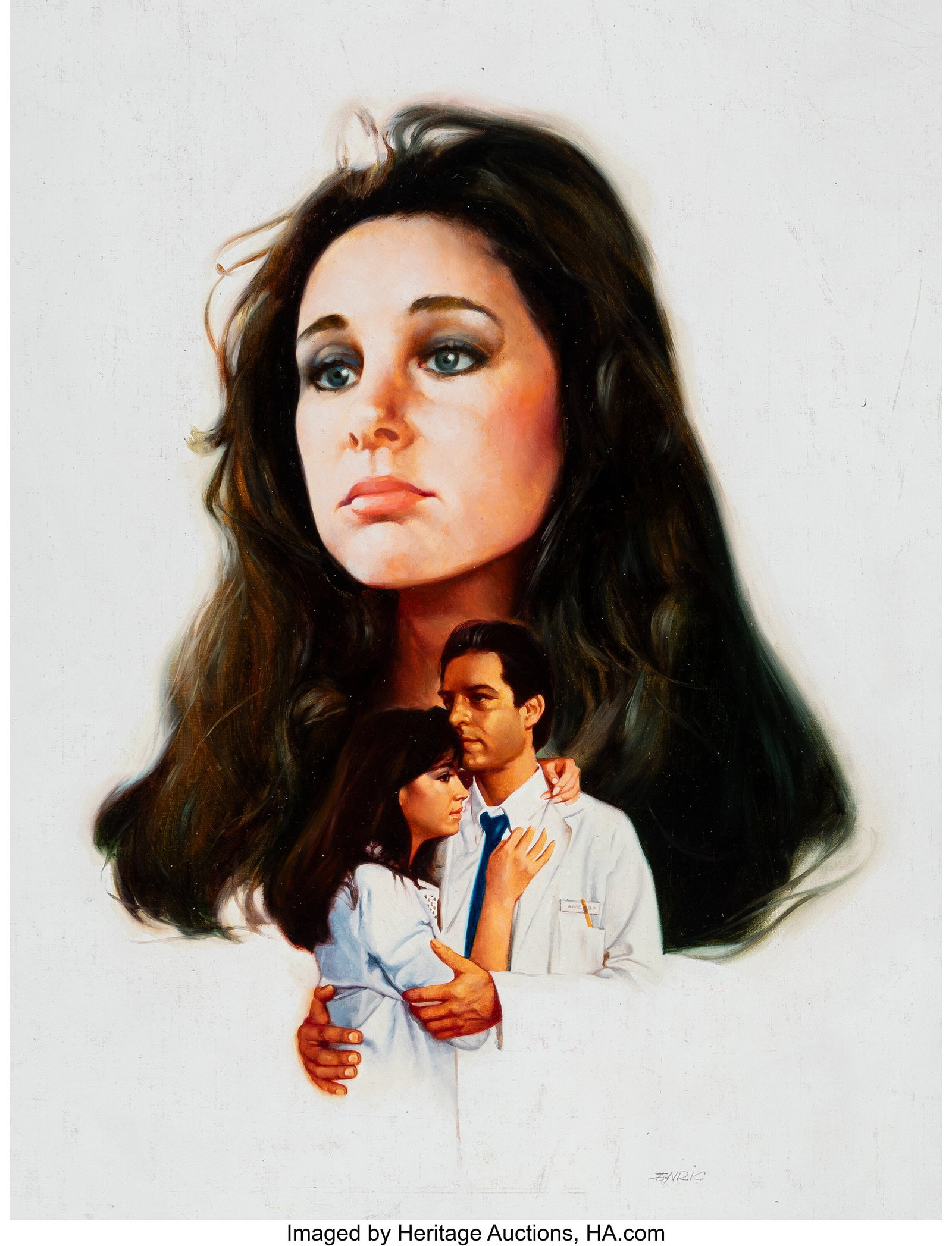 Enrich Torres (Spanish, b. 1939) Nurse Romance p: Enrich Torres (Spanish, b. 1939) Nurse Romance paperback cover Oil on paper 23-1/4 x 17-5/8 inches (59.1 x 44.8 cm) (sheet) Signed lowe