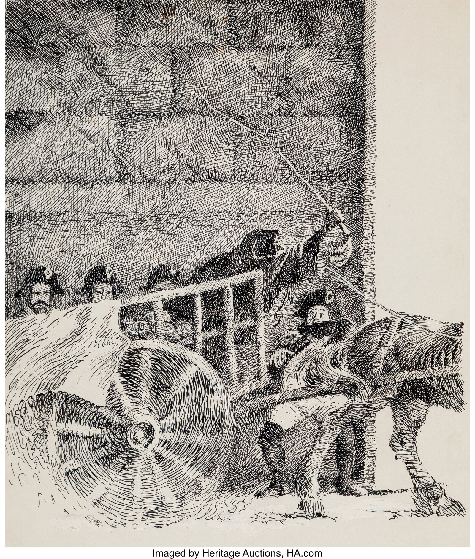 John Philip Falter (American, 1910-1982) The Sca: John Philip Falter (American, 1910-1982) The Scarlet Pimpernel book interiors (nine works), 1964 Ink on board 15 x 11-3/4 inches (38.1 x 29.8 cm&