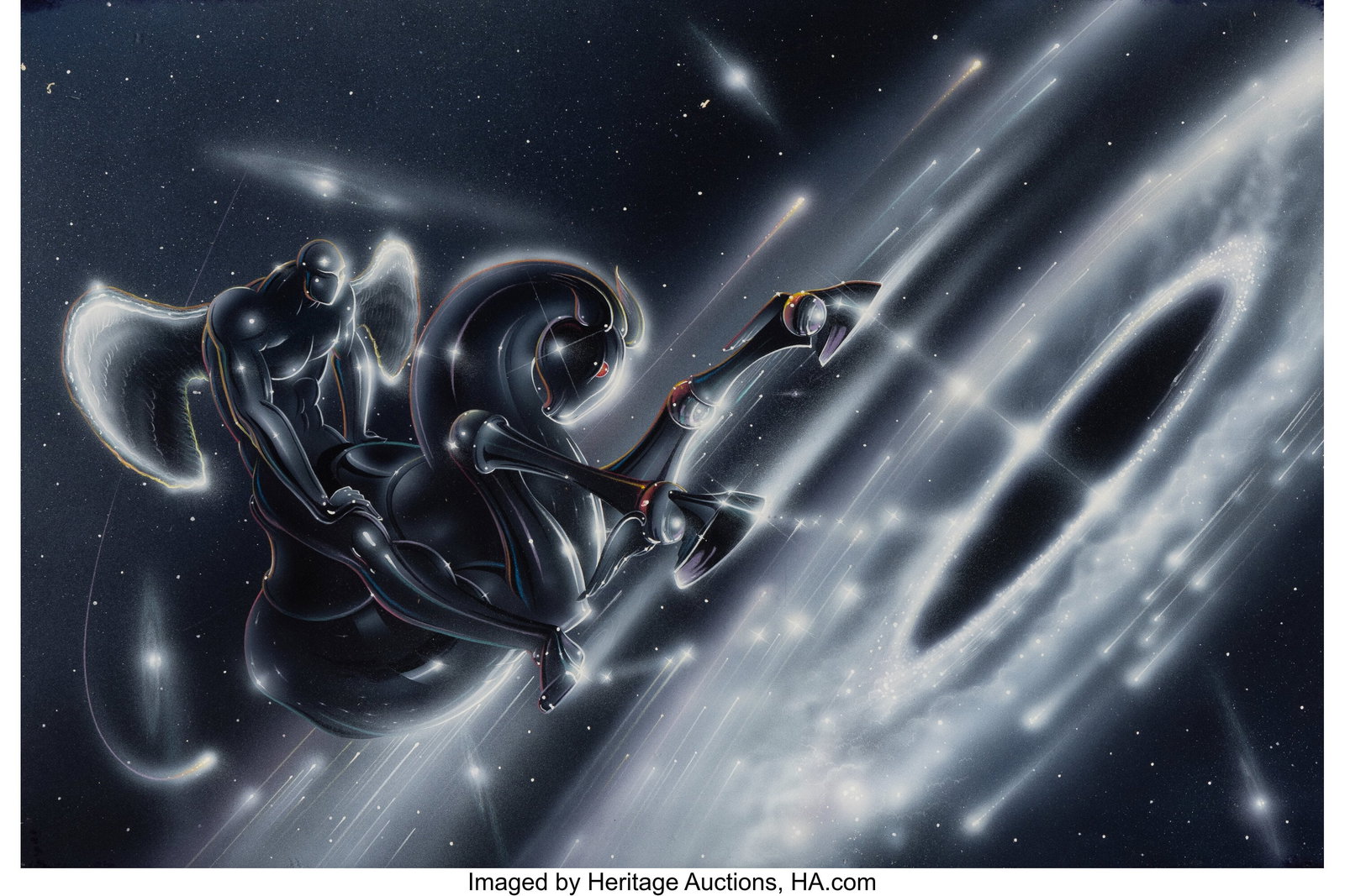 Peter Lloyd (American, 20th Century) What's New: Peter Lloyd (American, 20th Century) What's New in the Universe, Playboy interior, March 1978 Gouache on board 14-1/2 x 22-3/4 inches (36.8 x 57.