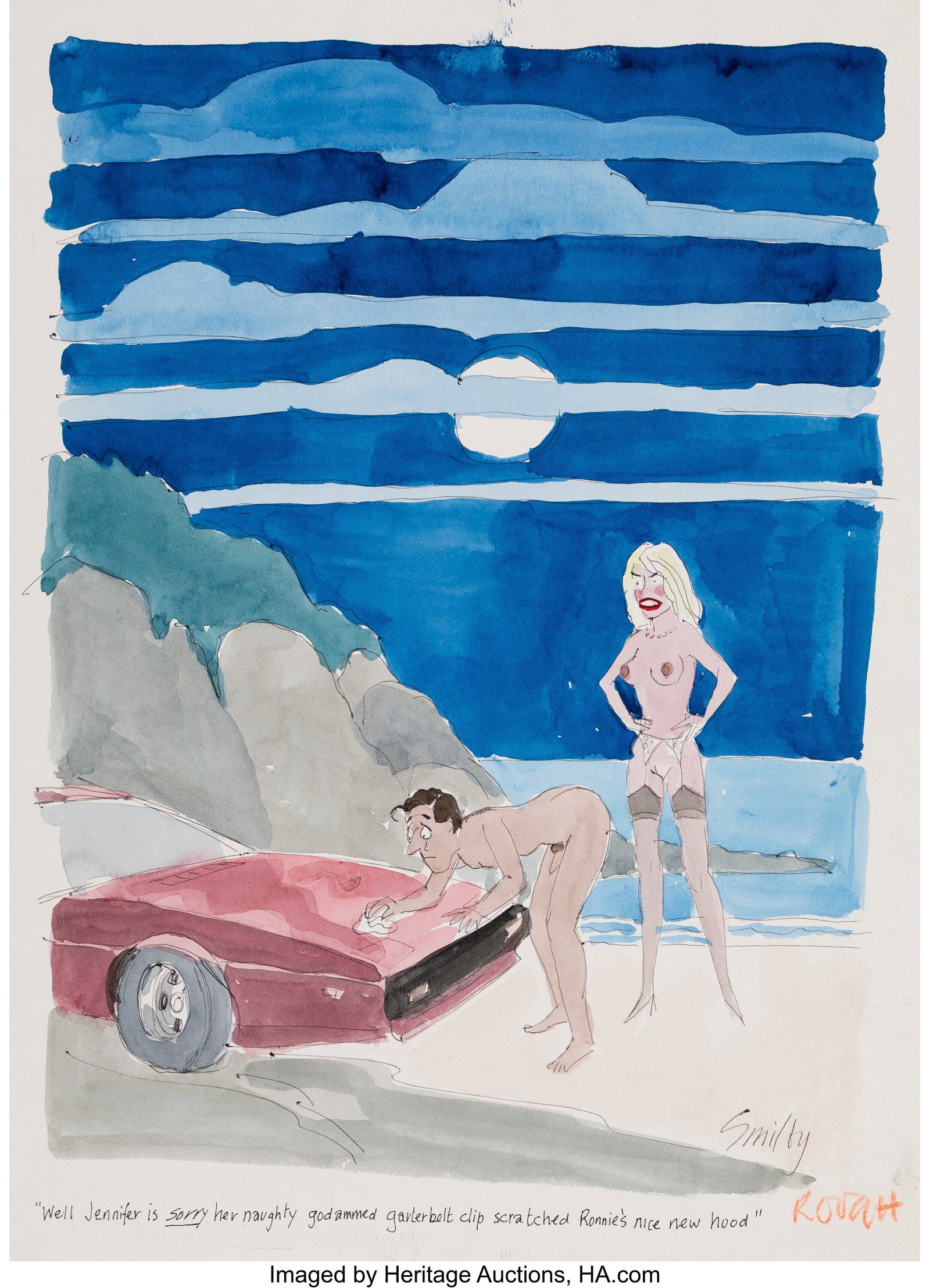 Francis Wilford Smith (Smilby) (British, 1927-20: Francis Wilford Smith (Smilby) (British, 1927-2009) Well Jennifer..., Playboy cartoon study, July 1992 Watercolor and ink on paper 15 x 11 in