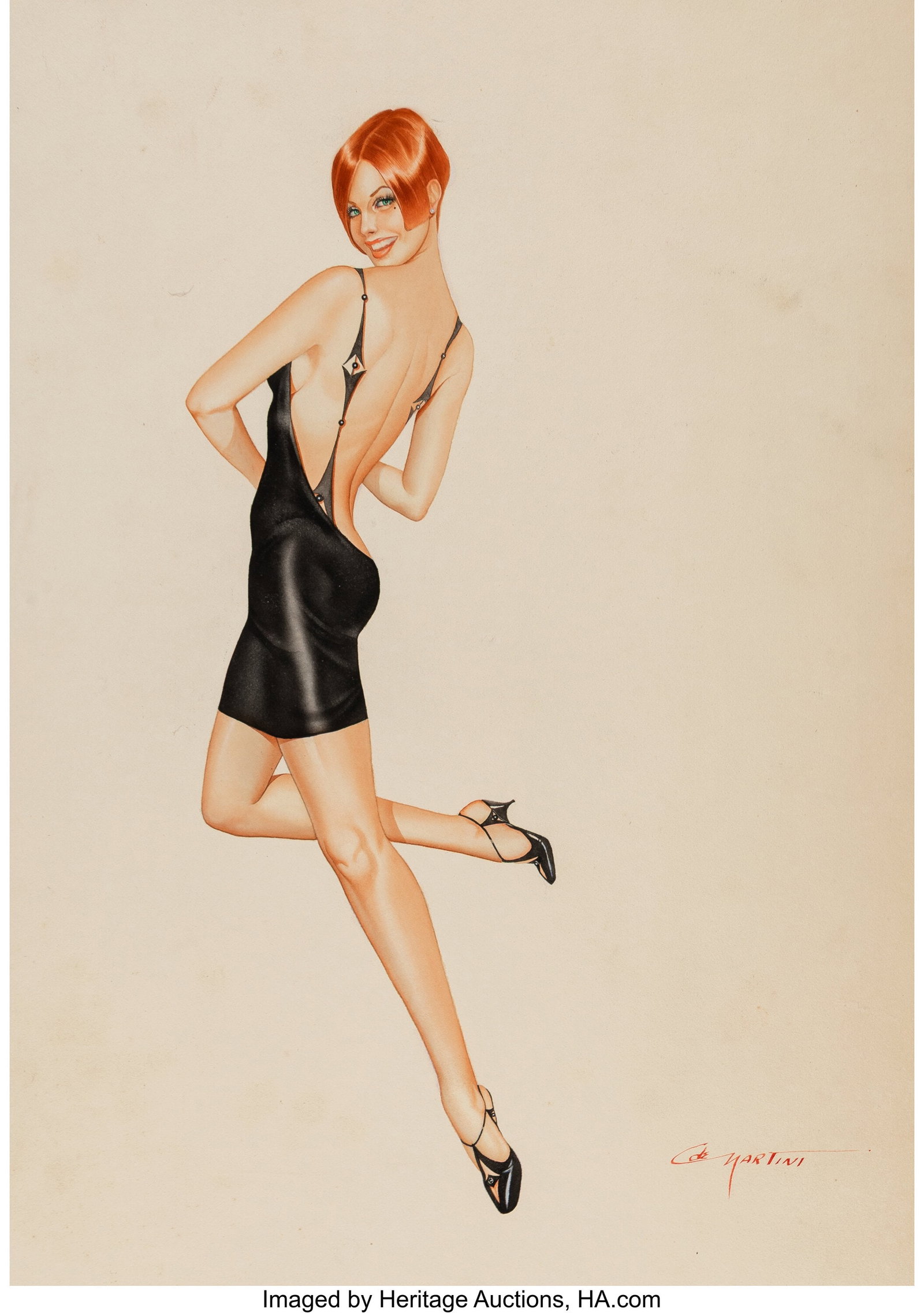 Joseph F. De Martini (American, 1927-2019) Littl: Joseph F. De Martini (American, 1927-2019) Little Black Dress, 1968 Watercolor on board 30 x 21-3/4 inches (76.2 x 55.2 cm) Signed lower right&