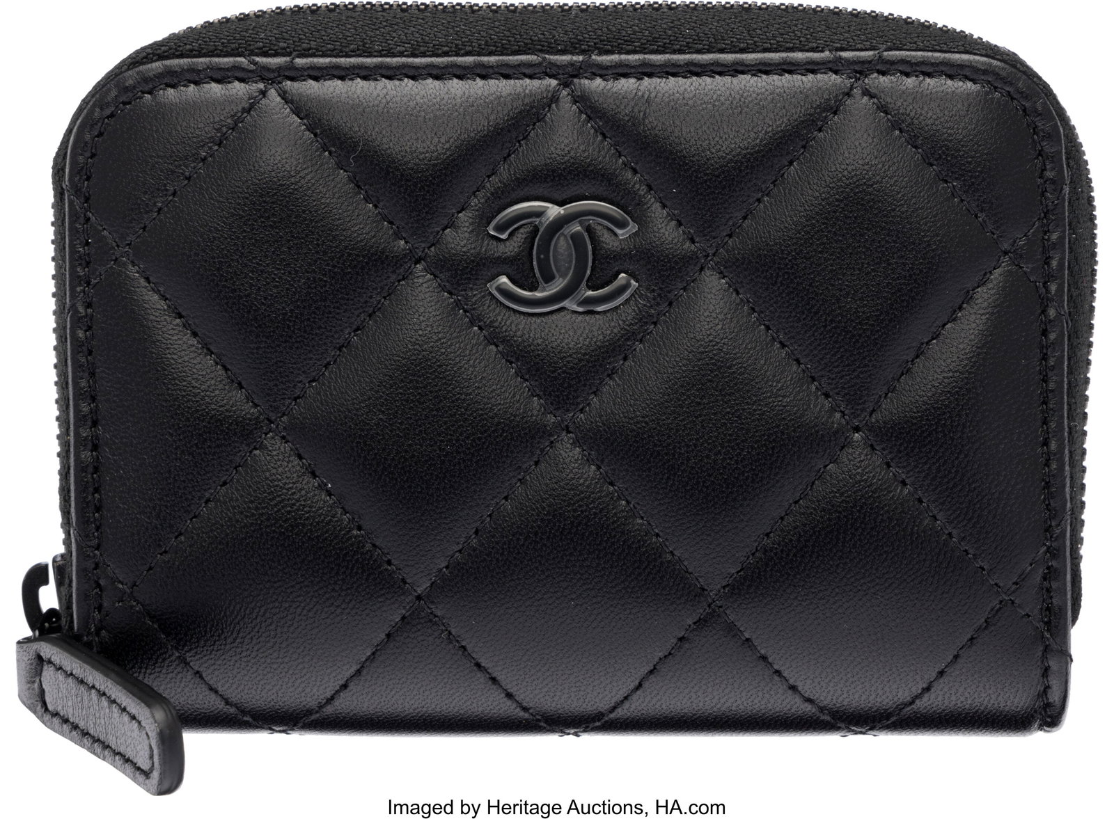 Chanel So Black Quilted Lambskin Leather Zip Aro: Chanel So Black Quilted Lambskin Leather Zip Around Card Case with Black Hardware 2024 Condition: 1 4.25" Width x 3" Height x 1.5" Depth This wallet is done in Black Lambskin Leath