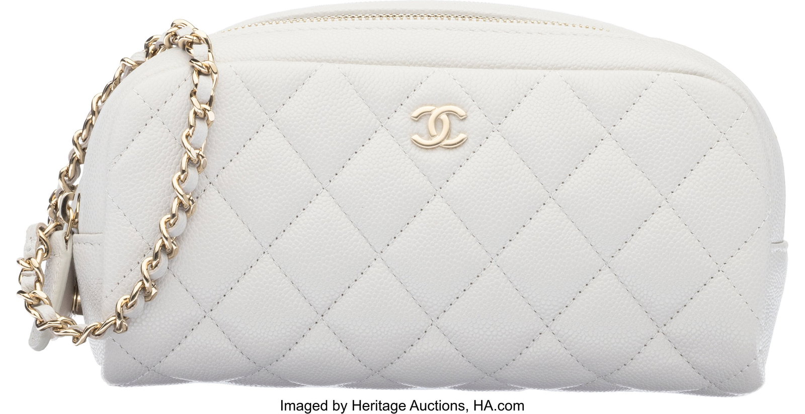 Chanel Light Gray Quilted Caviar Leather Double (1 of 3)