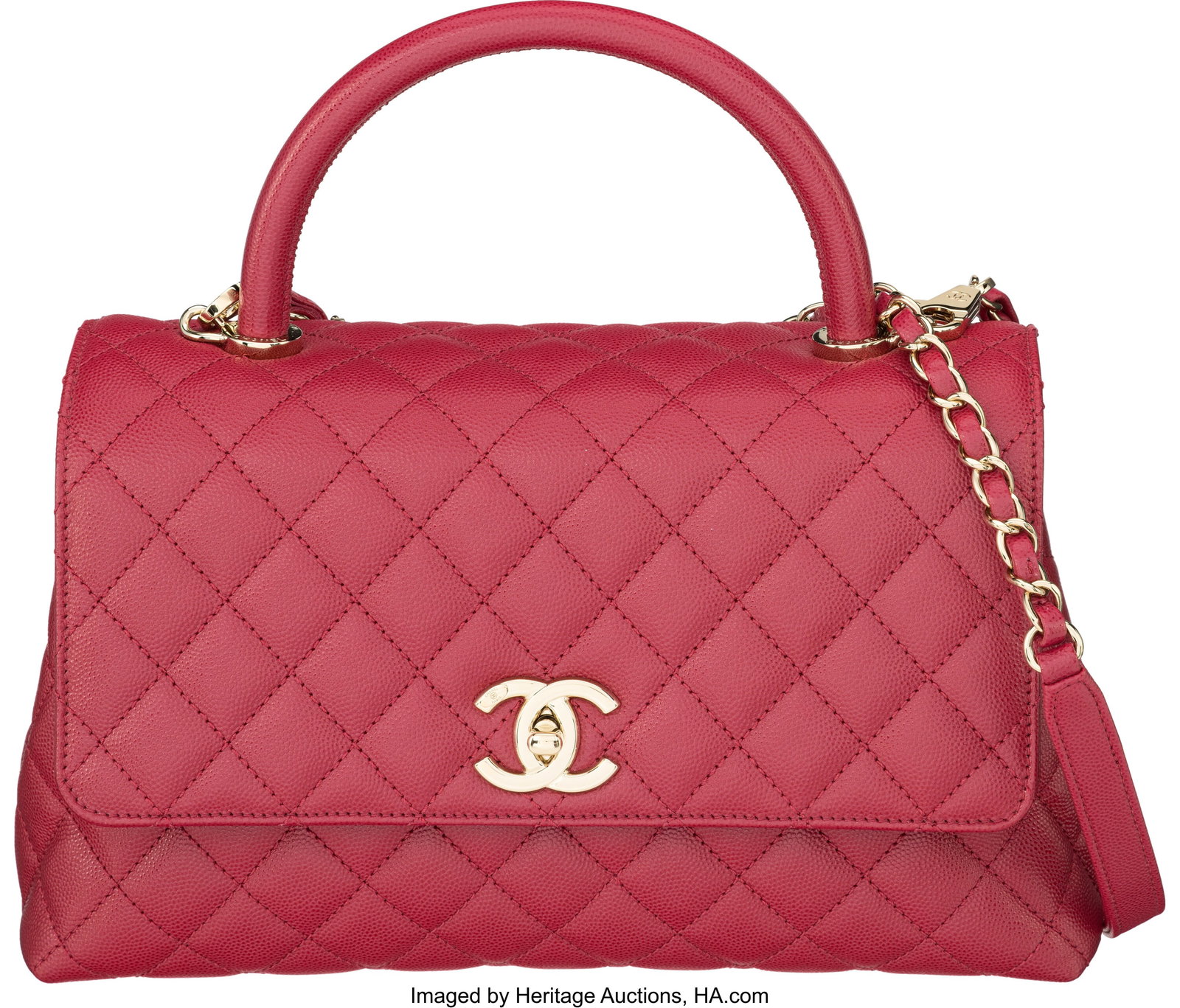 Chanel Dark Pink Quilted Caviar Leather Small Co (1 of 4)